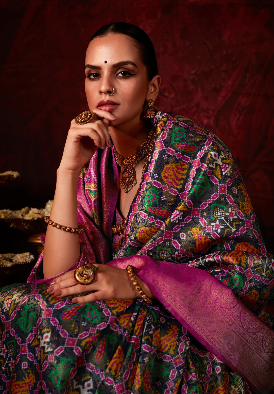 PURPLE SOFT SILK SAREE WITH DIGITAL PRINT