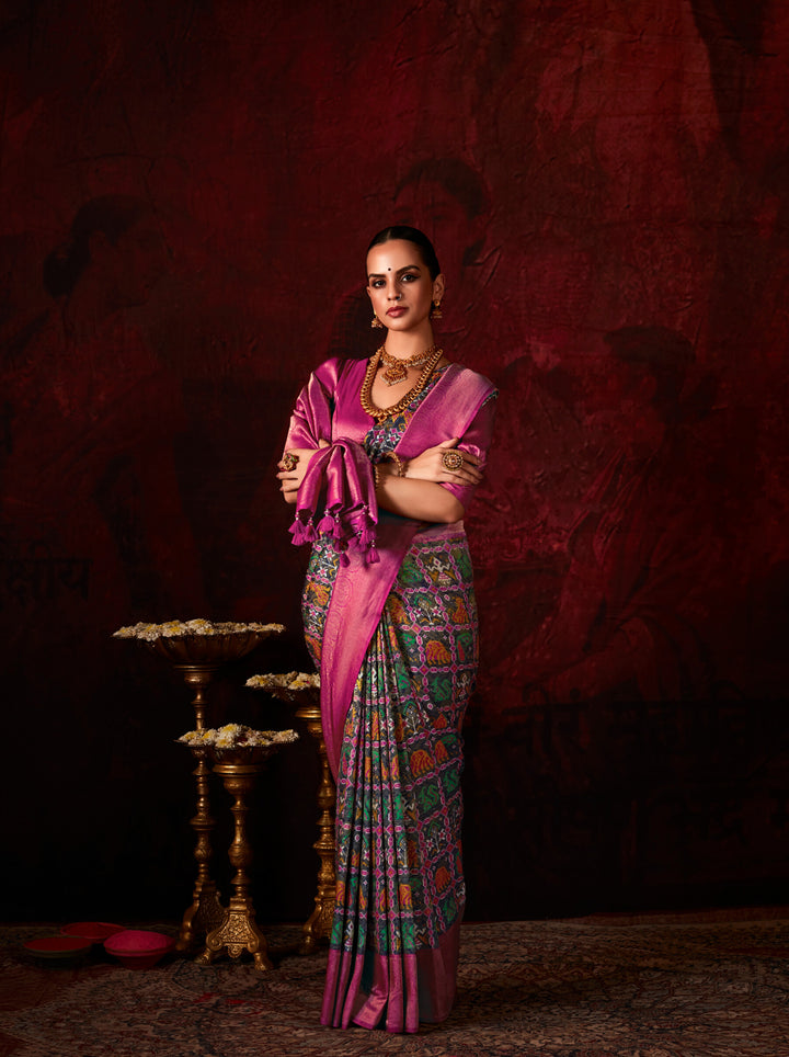 PURPLE SOFT SILK SAREE WITH DIGITAL PRINT