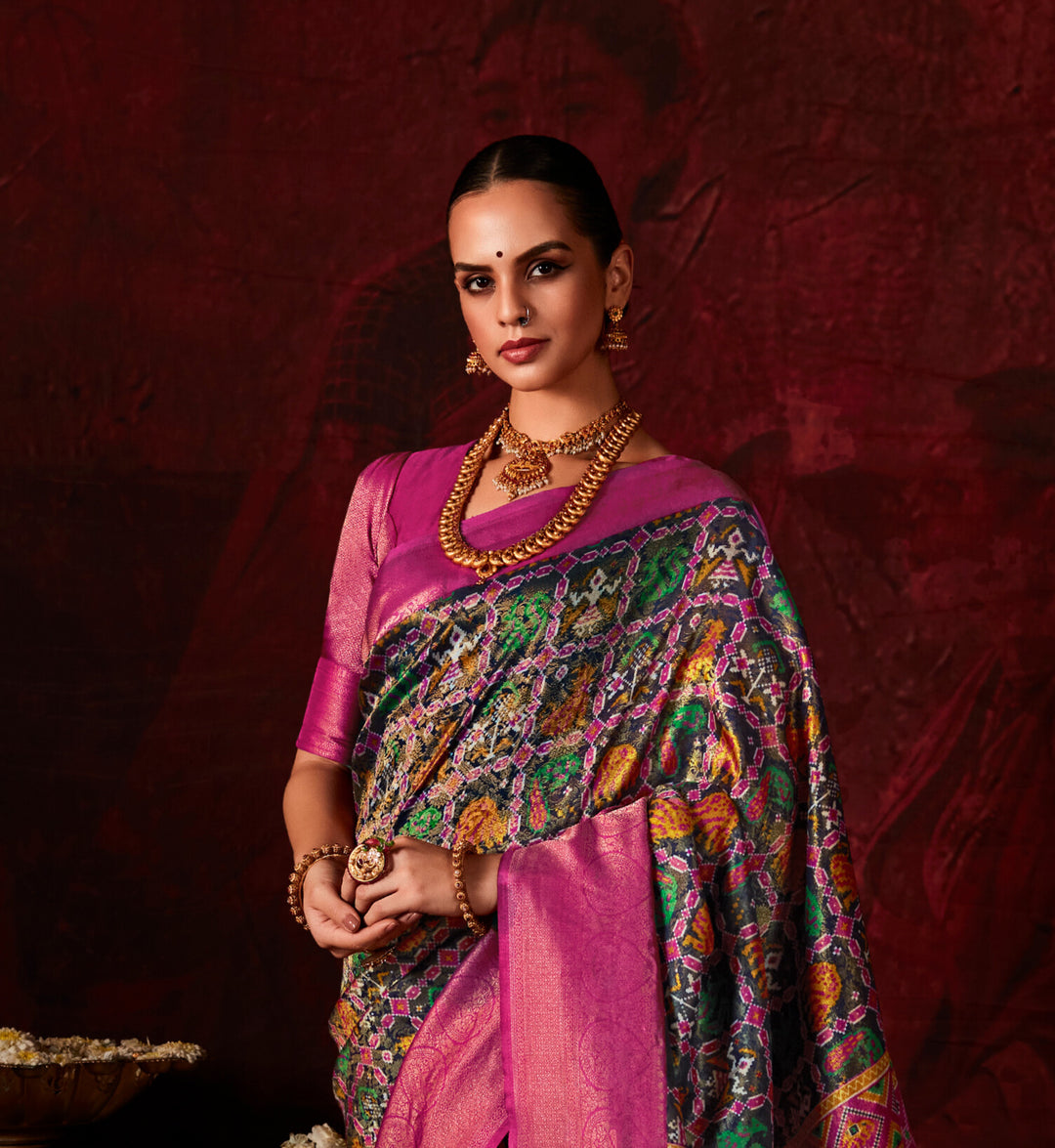 PURPLE SOFT SILK SAREE WITH DIGITAL PRINT