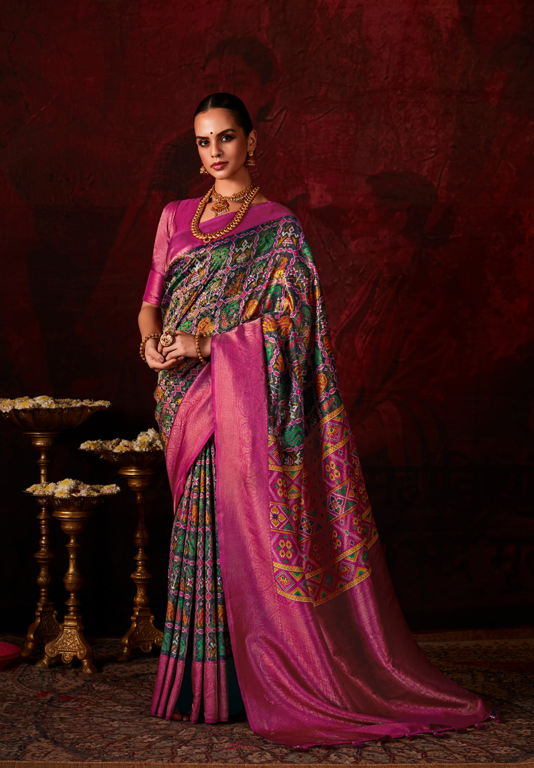 PURPLE SOFT SILK SAREE WITH DIGITAL PRINT