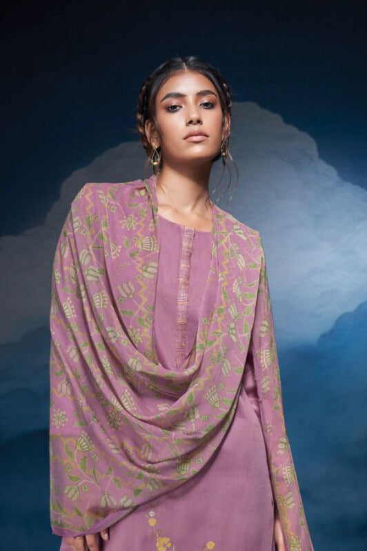 PURPLE PREMIUM COTTON SILK SOLID WITH EMBROIDERY WORK SALWAR SUIT