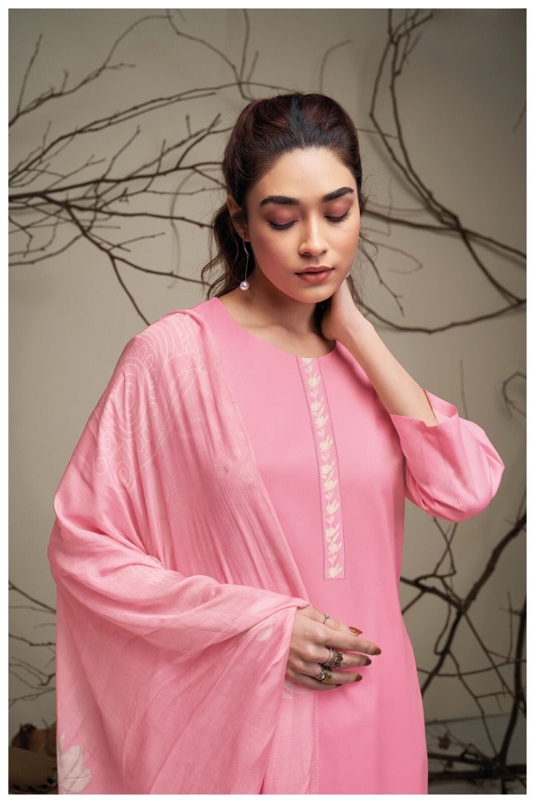 PINK PREMIUM COTTON SILK SOLID WITH PRINTED SALWAR SUIT