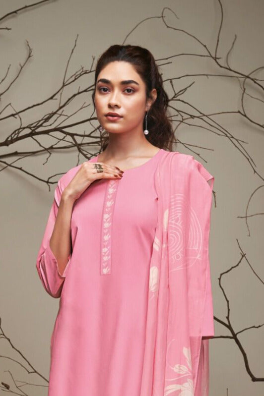 PINK PREMIUM COTTON SILK SOLID WITH PRINTED SALWAR SUIT