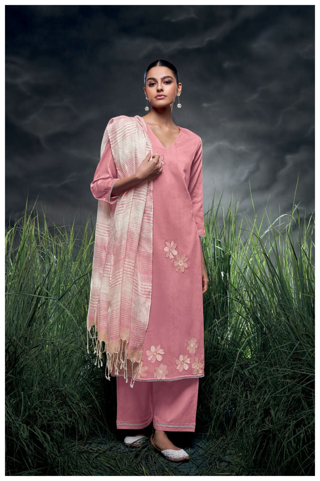 PEACH PREMIUM COTTON PATTERN SOLID WITH EMBROIDERY WORK SALWAR SUIT