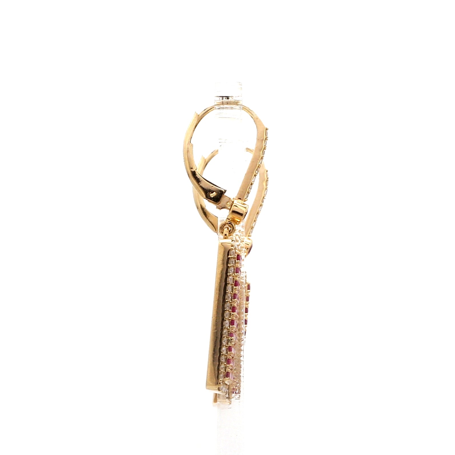 Pink Sapphire Dog Tag Earring - qivii