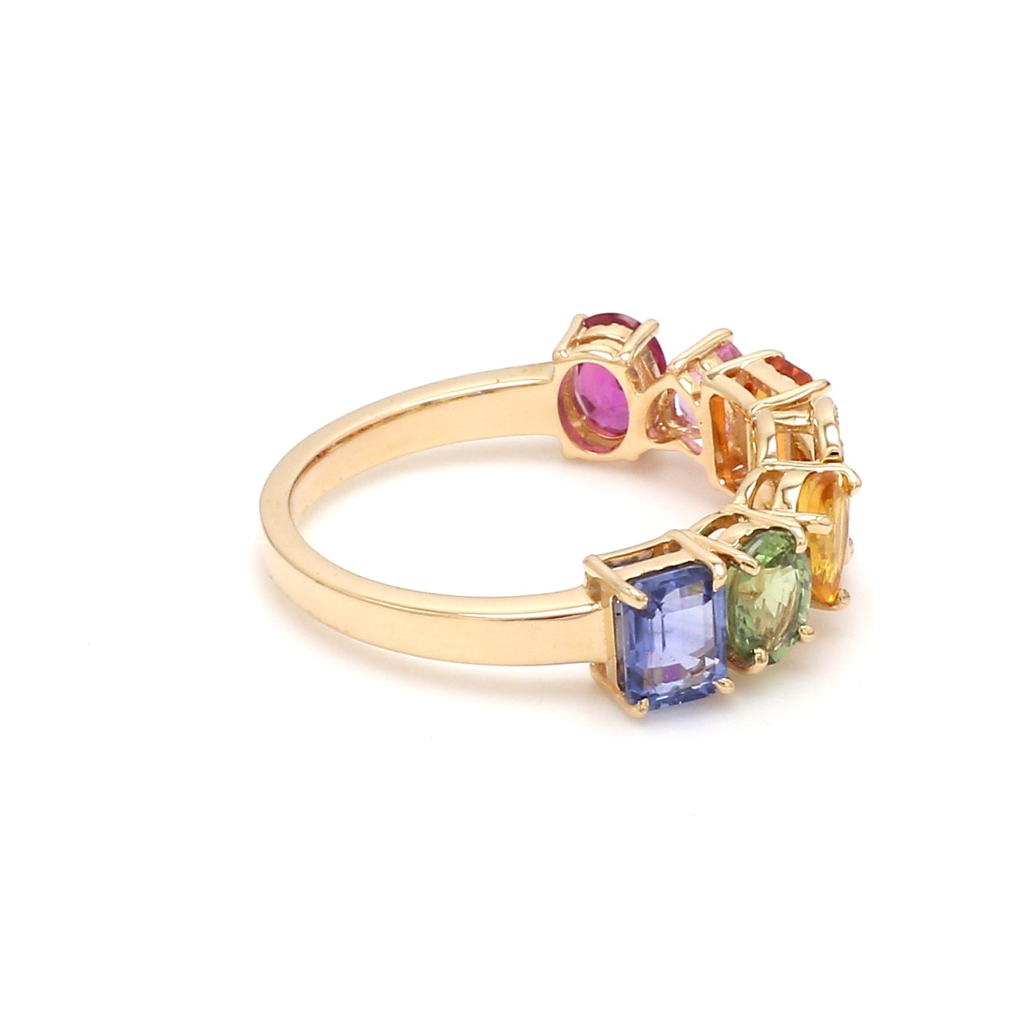 Rainbow Sapphire Initial Ring - qivii