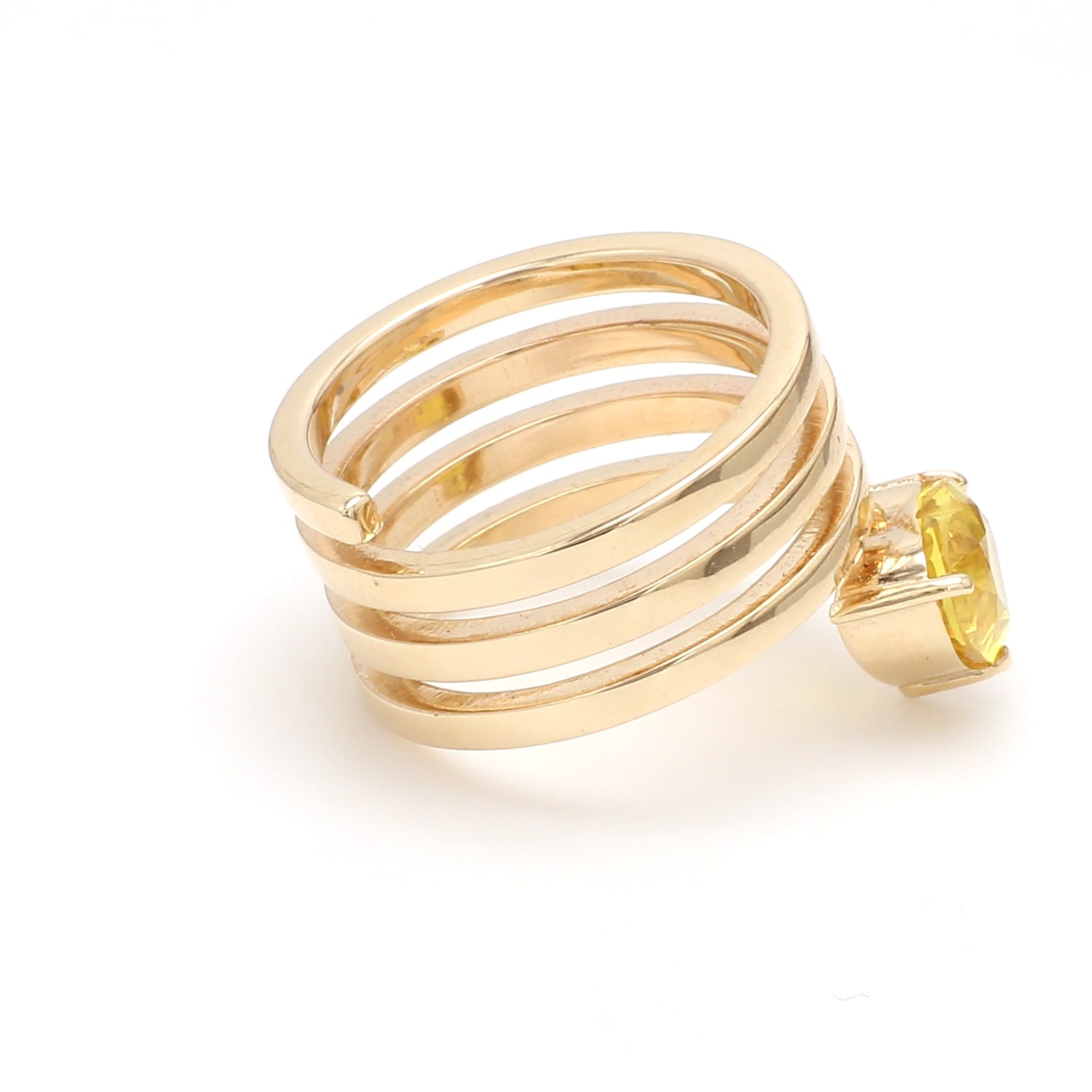 Yellow Sapphire Spiral Ring - qivii