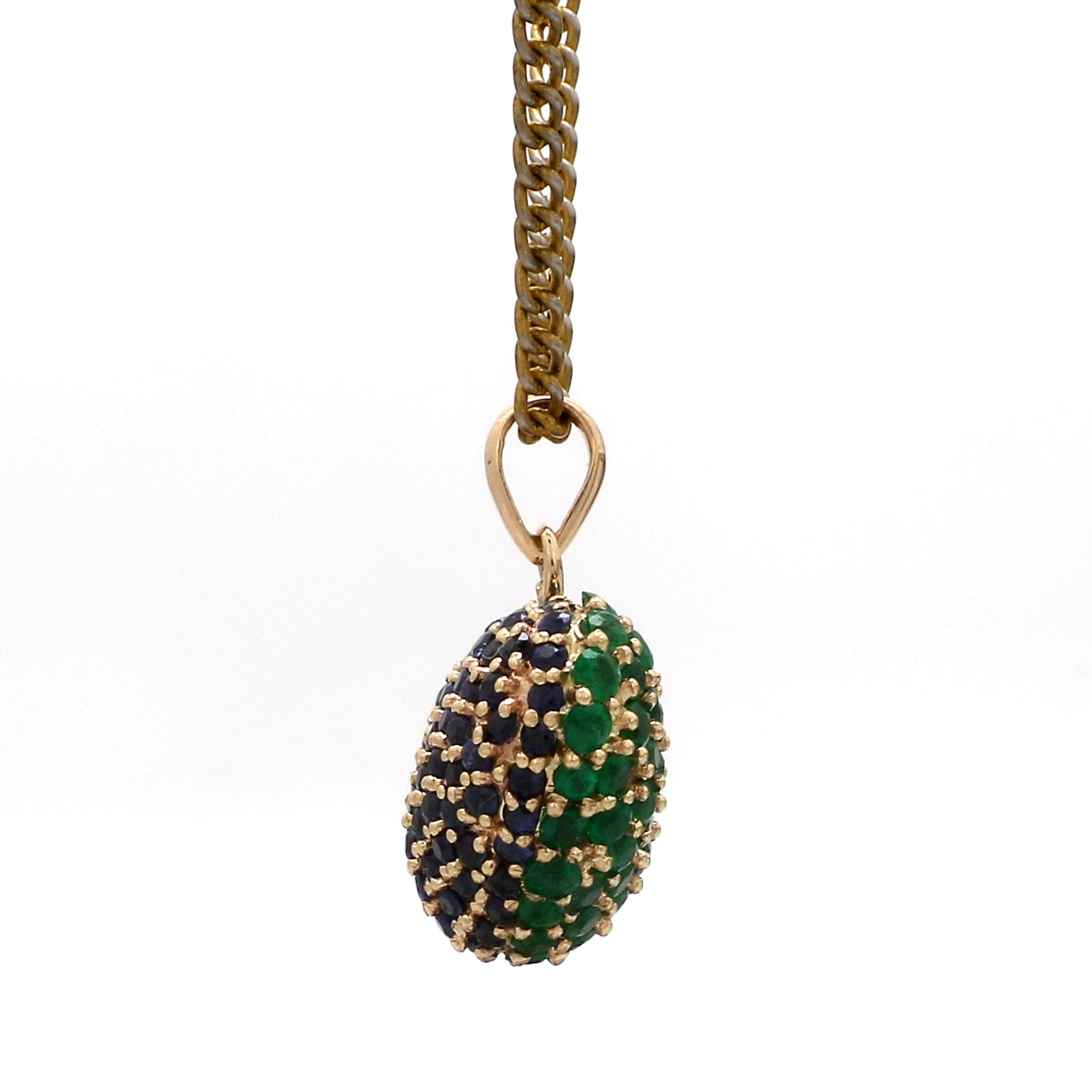Half Emerald Half Blue Sapphire Pendant - qivii