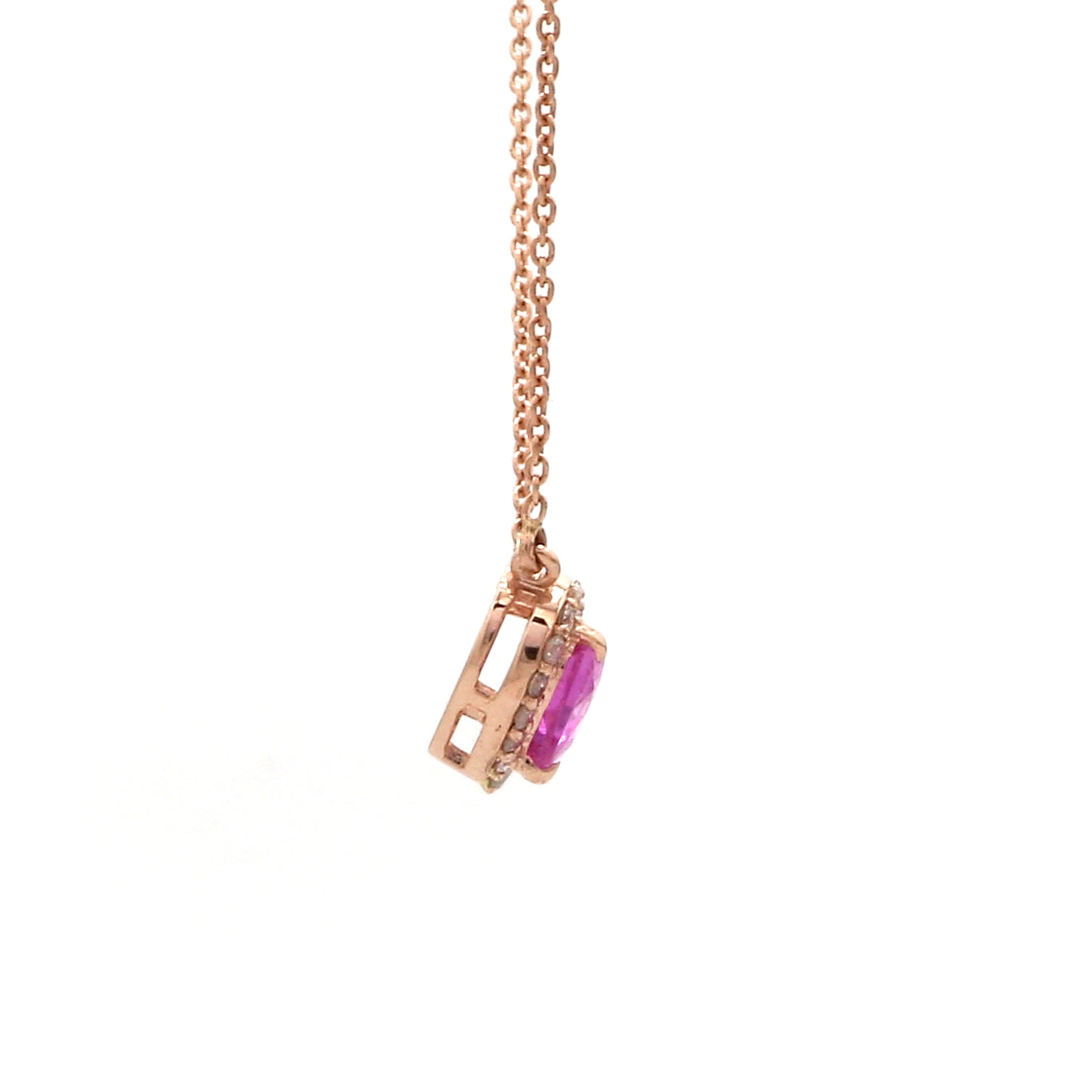 Pink Sapphire Heart With Diamond Pendant Gold - qivii