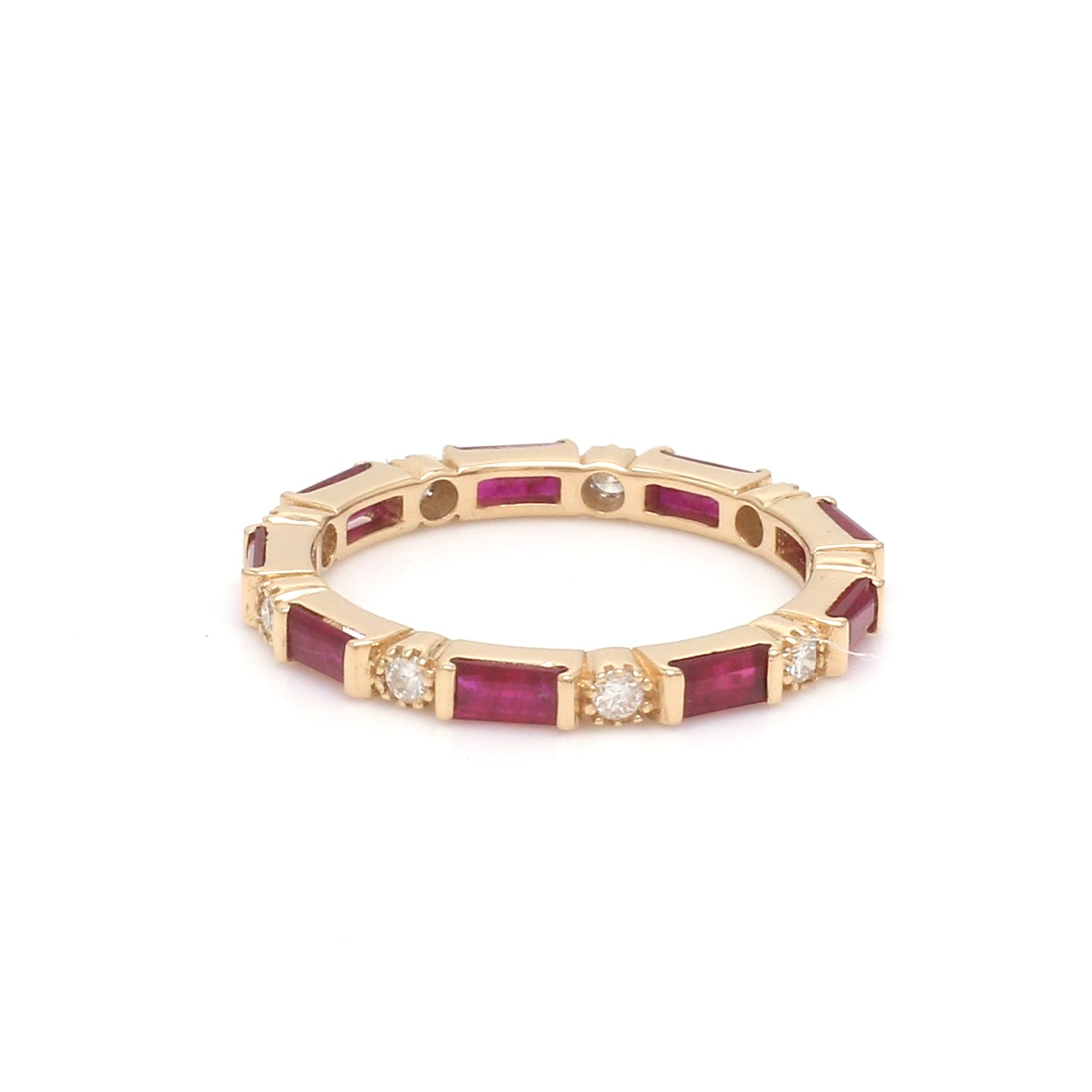Ruby Baguettes Diamond Antique Ring - qivii