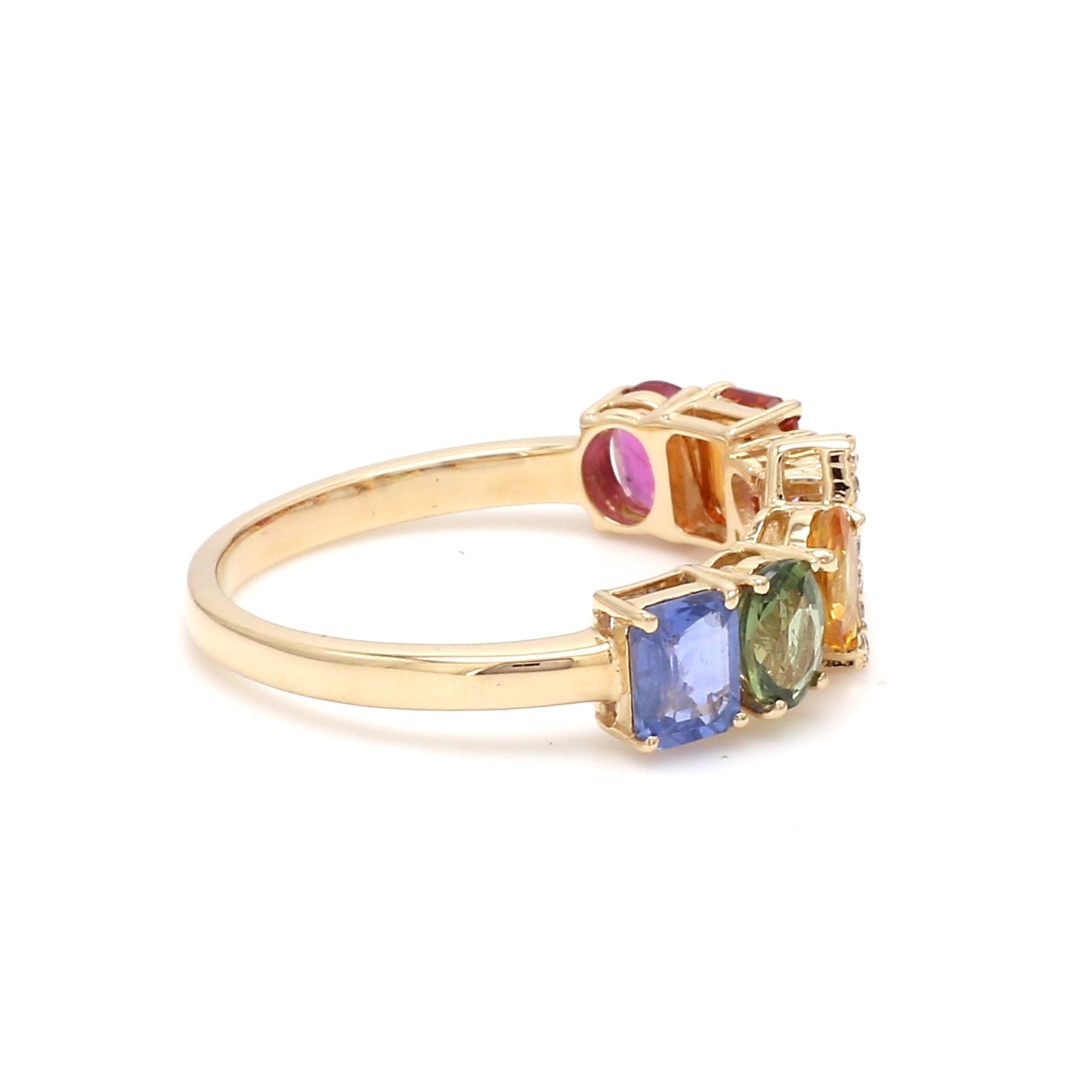 Rainbow Sapphire Initial Letter Ring - qivii