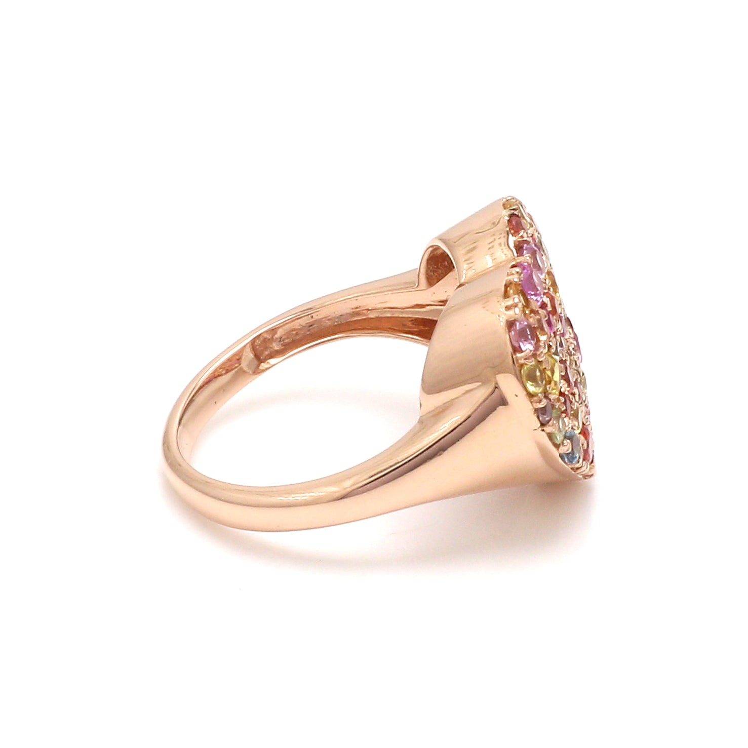 Rainbow Sapphire Pave Heart Ring - qivii