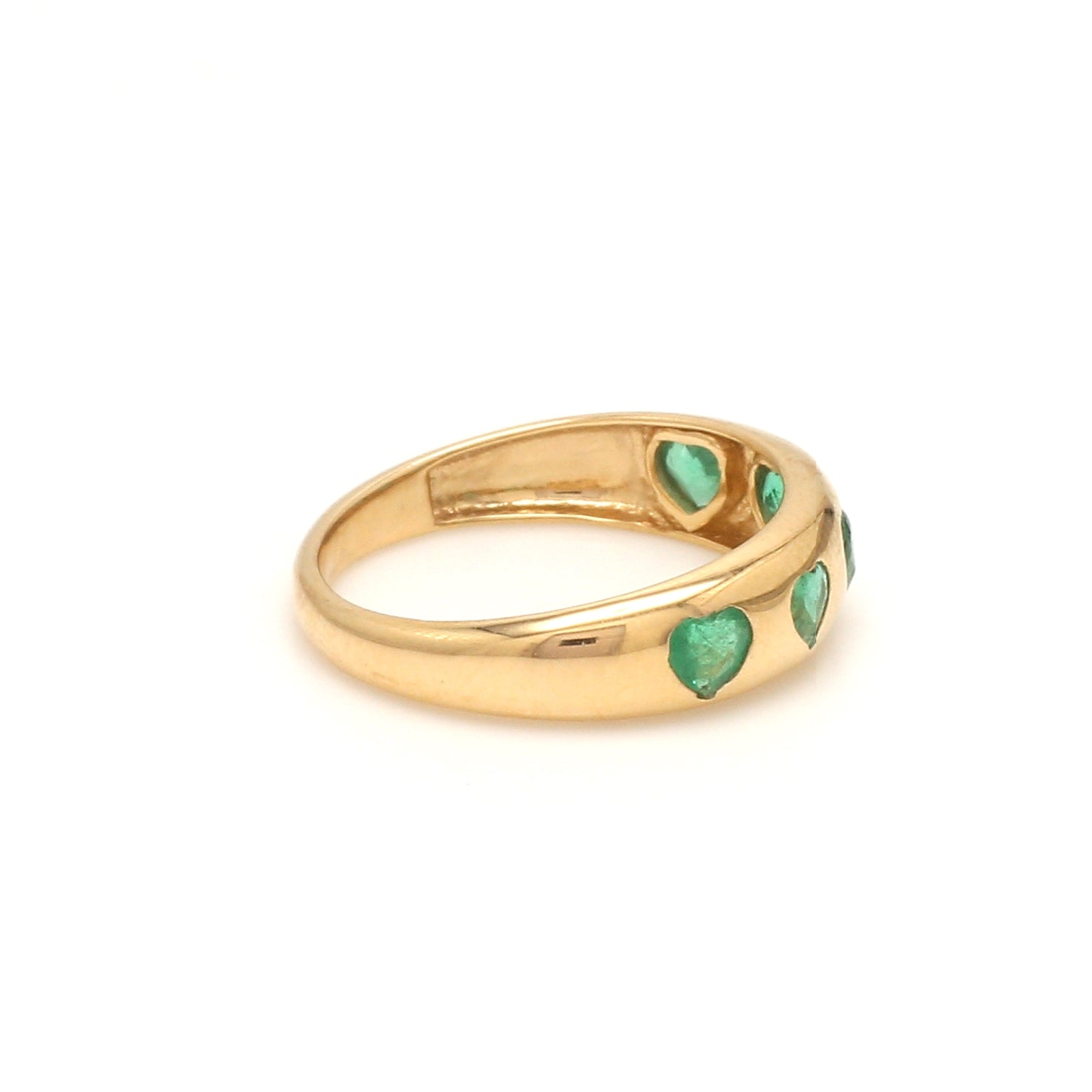 Emerald Five Heart Chunky Ring - qivii