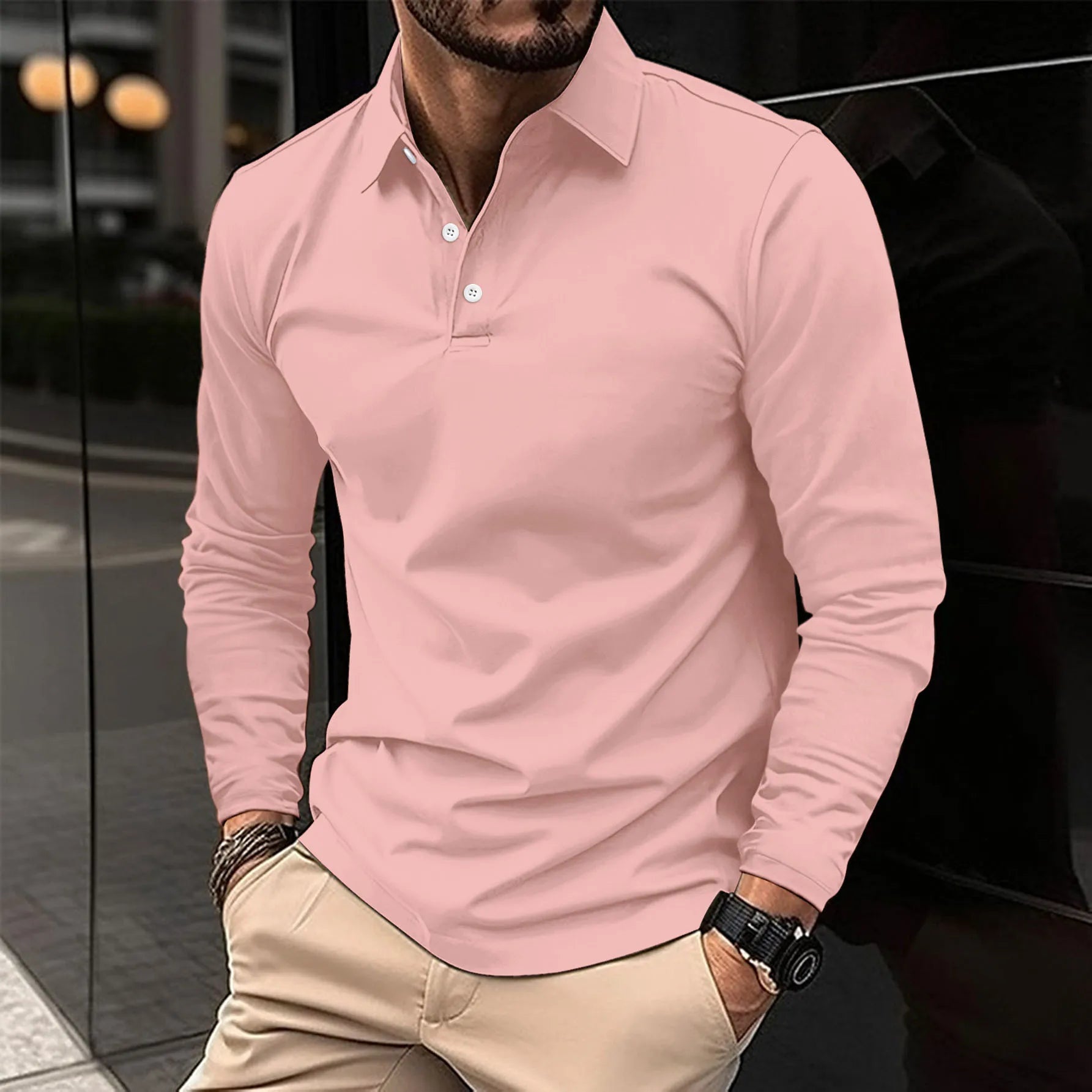 Ethan™ - Casual Poloshirt met Lange Mouwen  - By Qivii