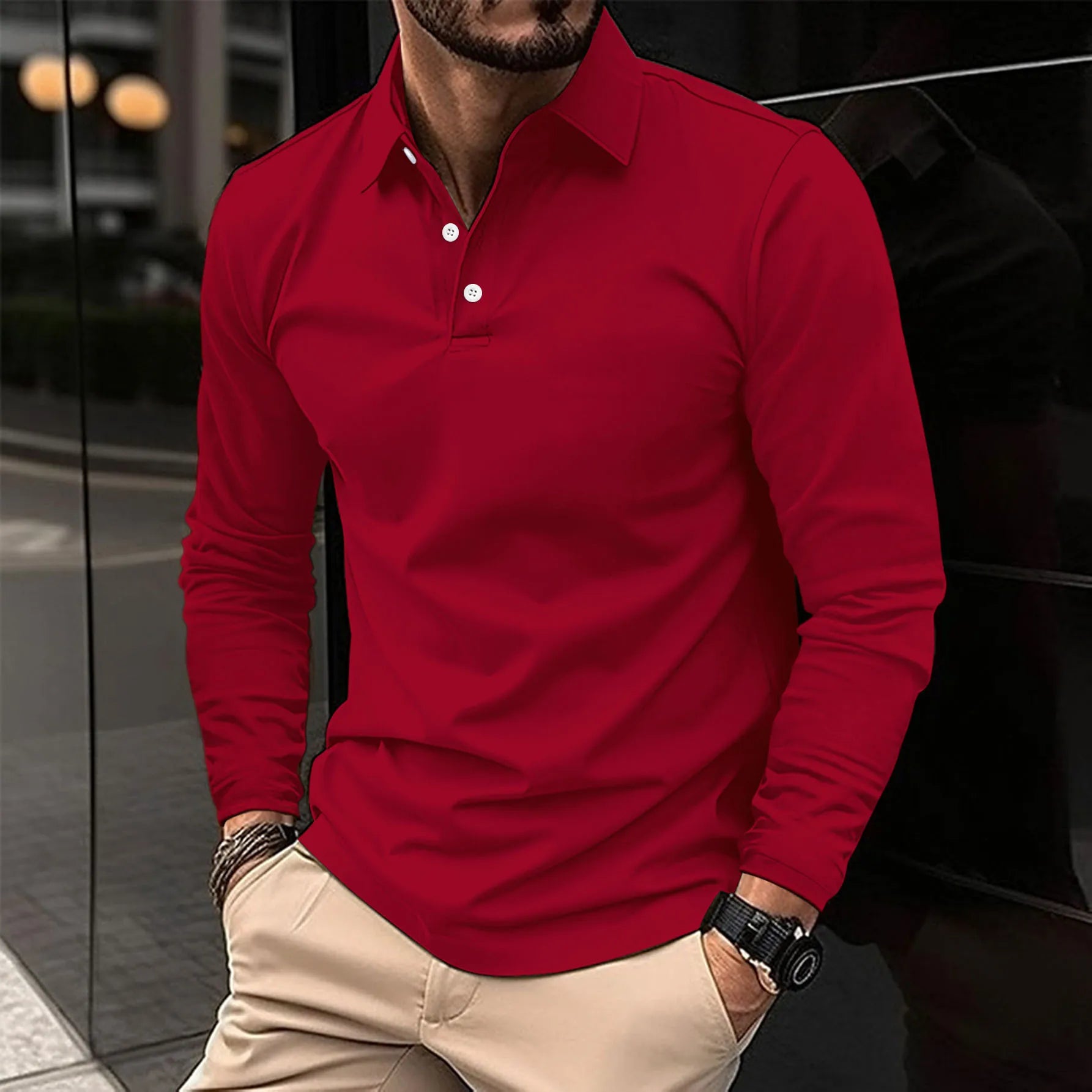 Ethan™ - Casual Poloshirt met Lange Mouwen  - By Qivii