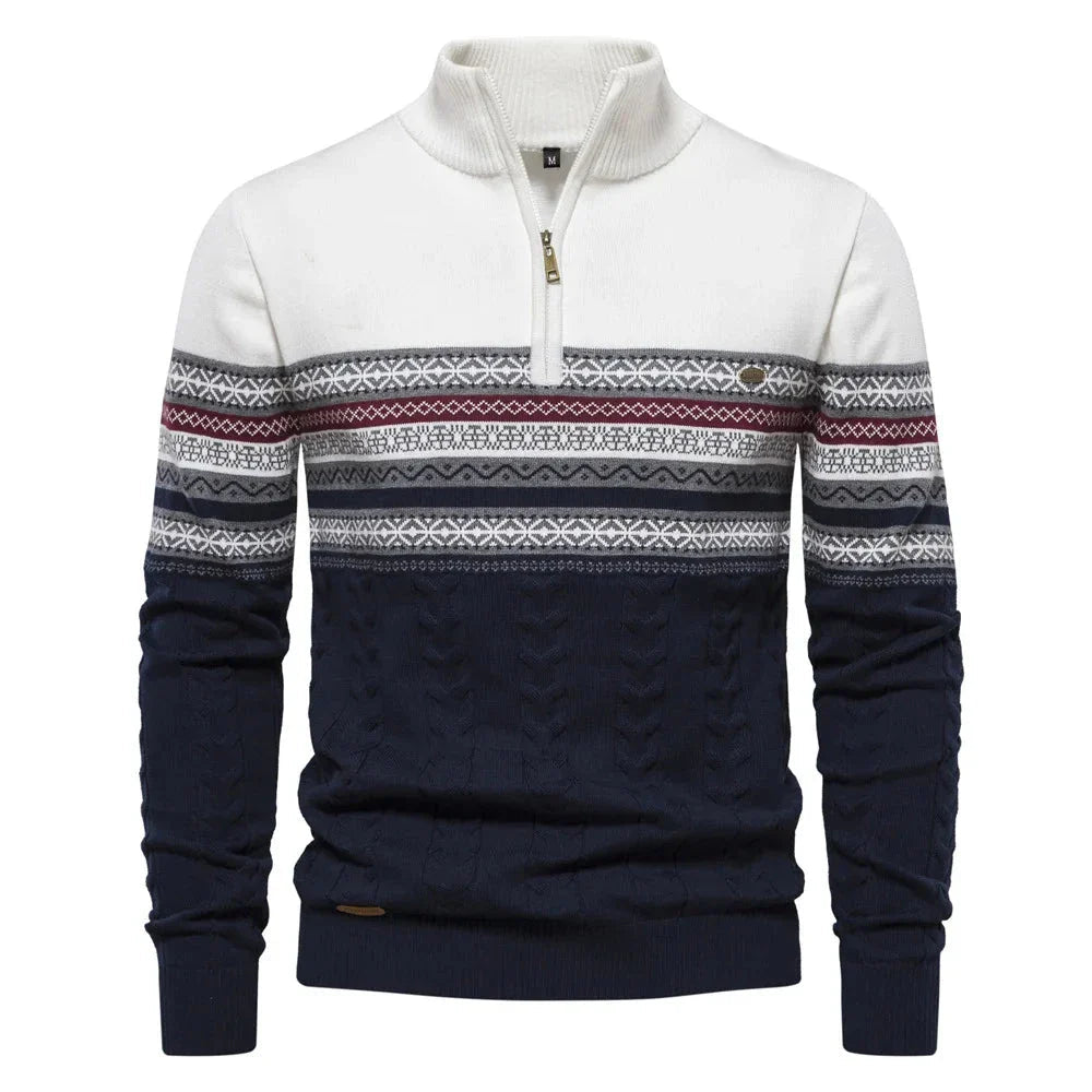 Henry™ - Stijlvolle Fair Isle Half Zip Trui  - By Qivii