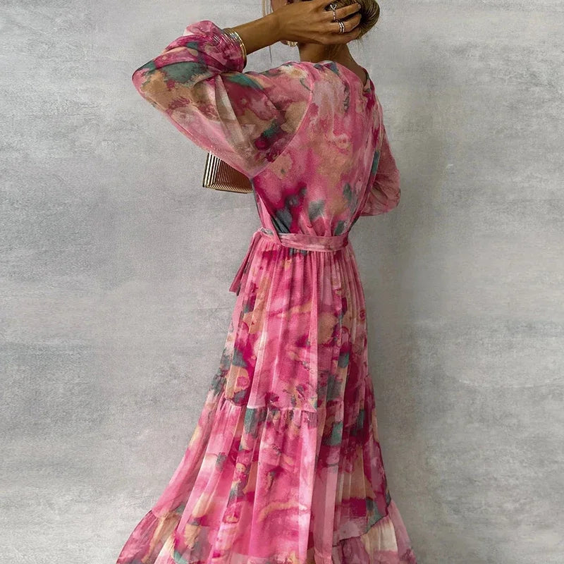Sophie | Elegant Floral Wedding Guest Maxi Dress by Qivii