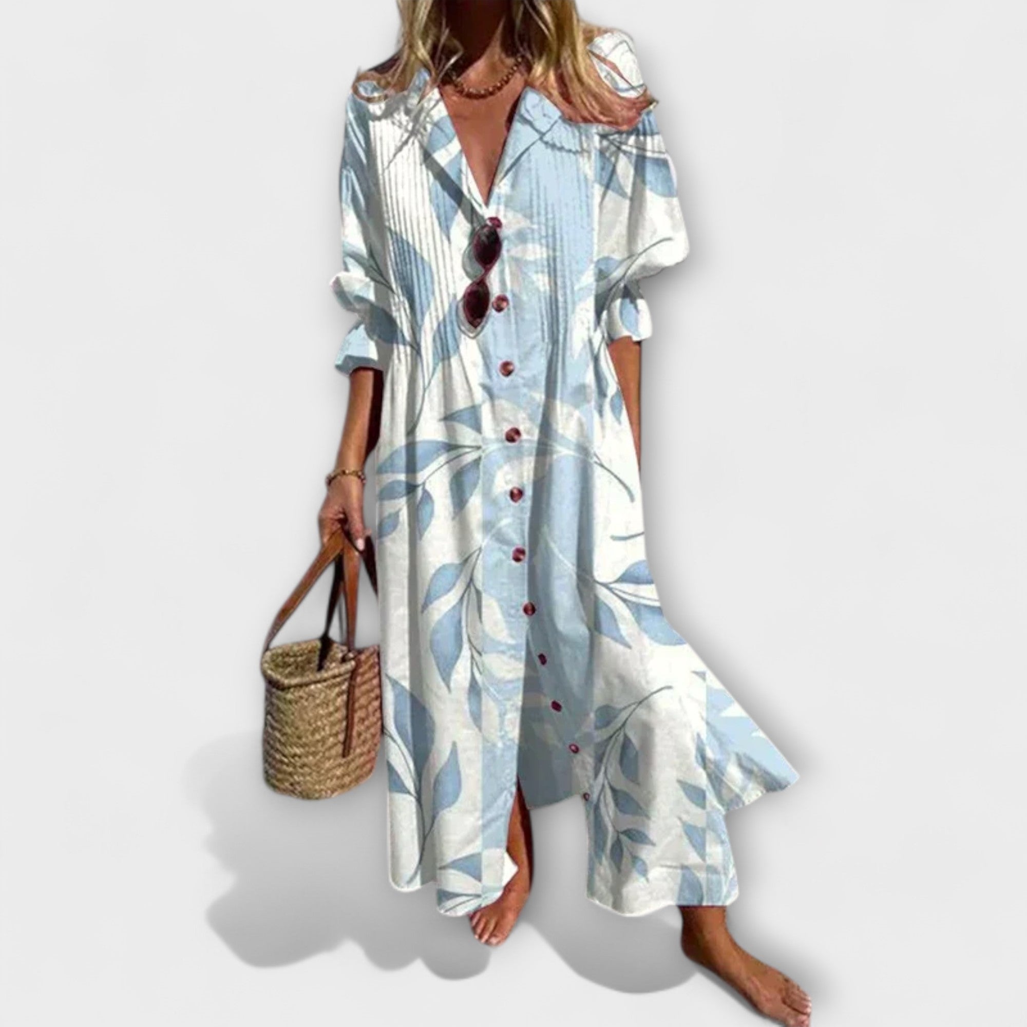Lila - Flatterende Maxi Jurk met Buikbedekking  - By Qivii
