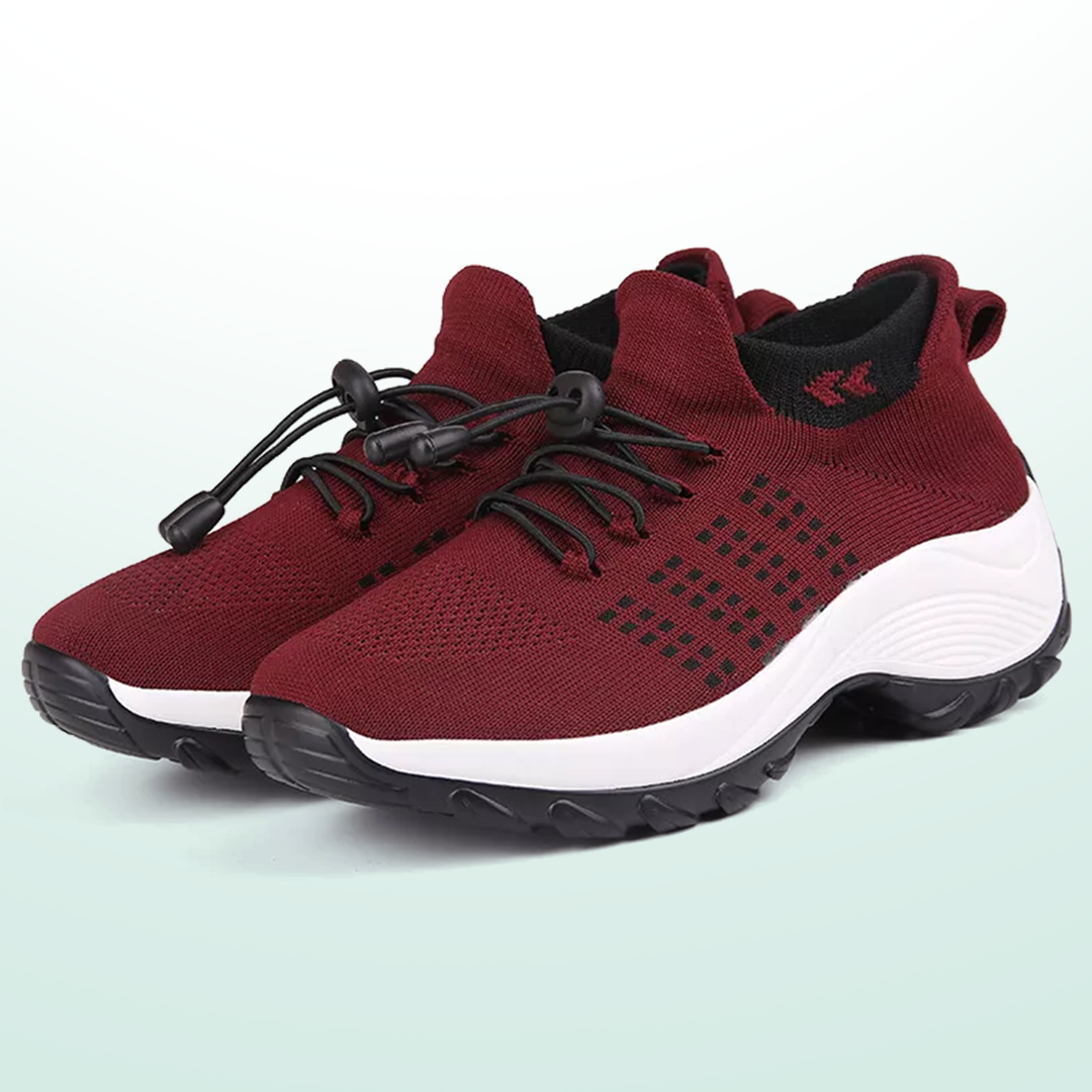 Ambulo Orthopädische Schuhe Strickstoff - Schwarz Rot  - By Qivii