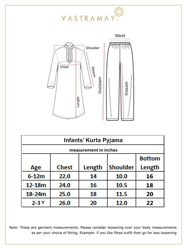 Vastramay Infant Boys Multicolor Cotton Blend Kurta Pyjama Set