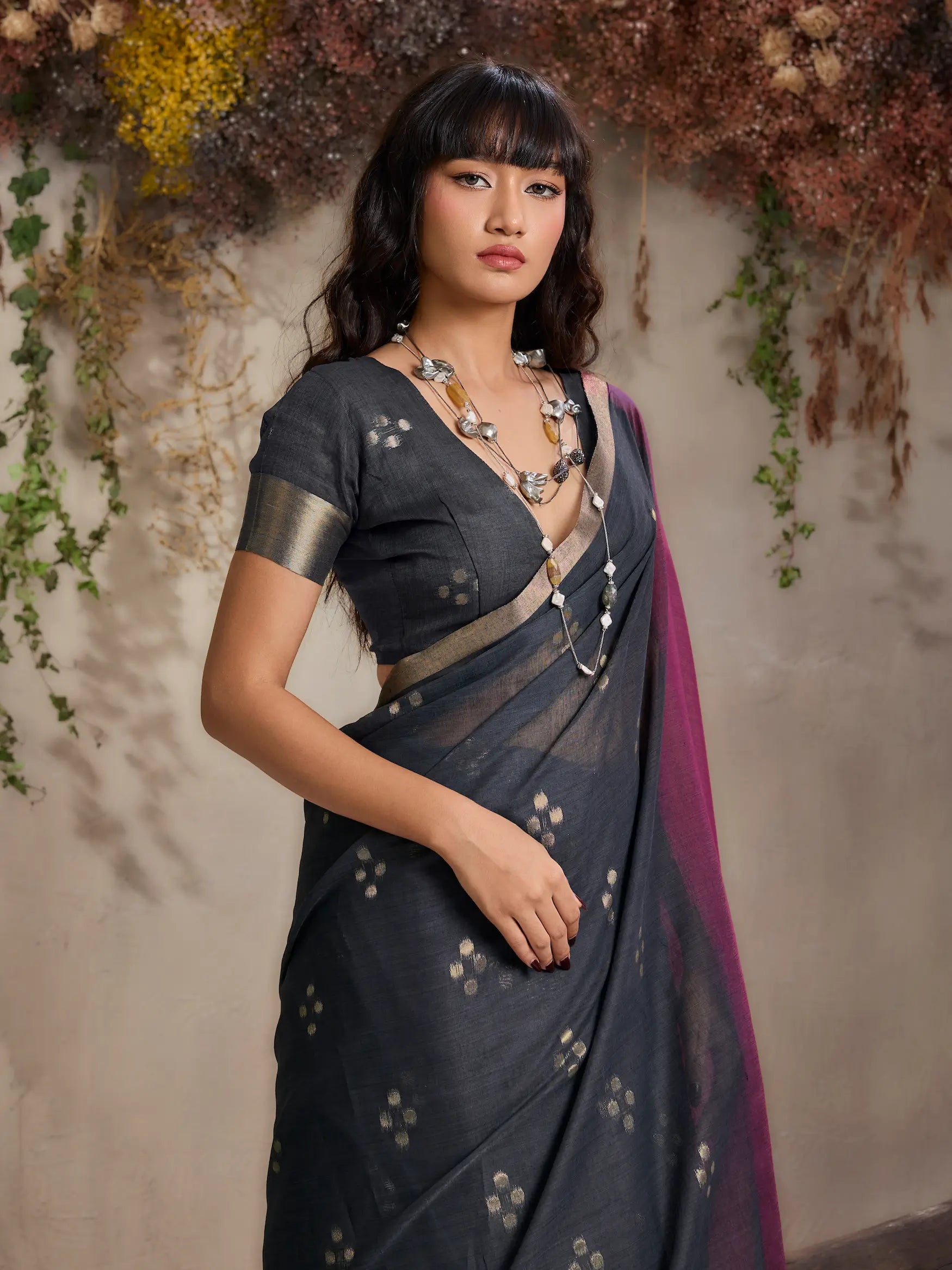 Pink-Maroon Handloom Cotton Saree