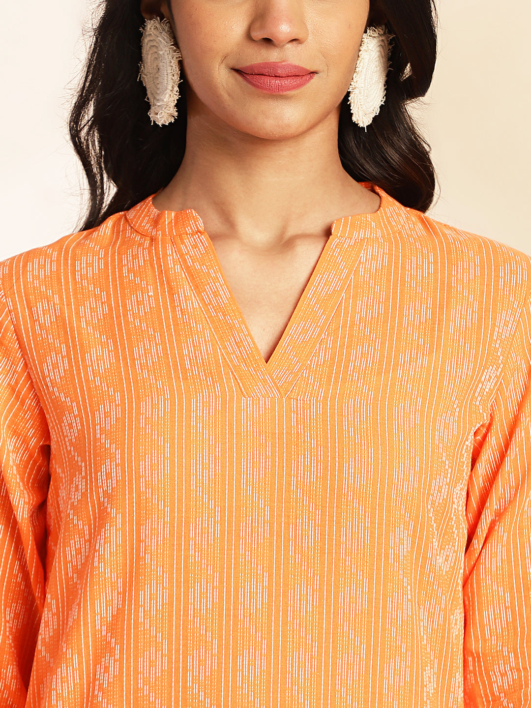 Orange Cotton Woven Design Regular Co-ord Set  - By Janasya