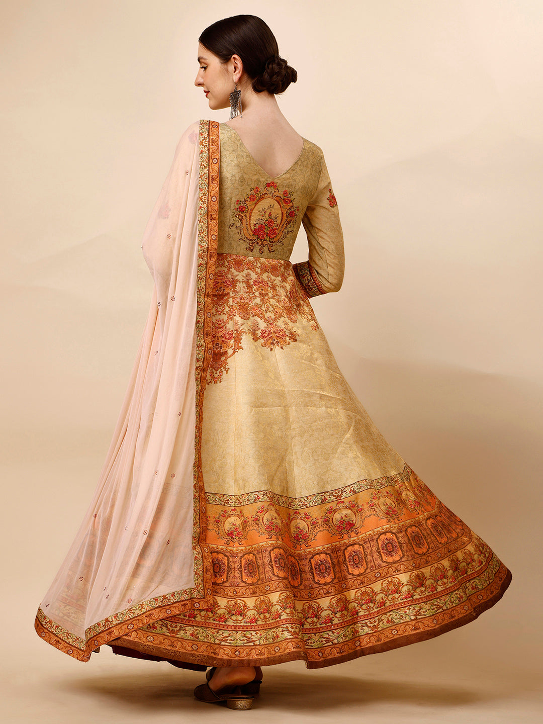 Timeless Charm: A Banarasi Jacquard Silk Gown - qivii