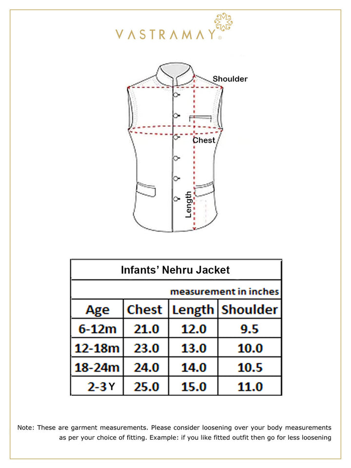 VASTRAMAY Boy's Rose Gold Silk Blend Nehru Jacket