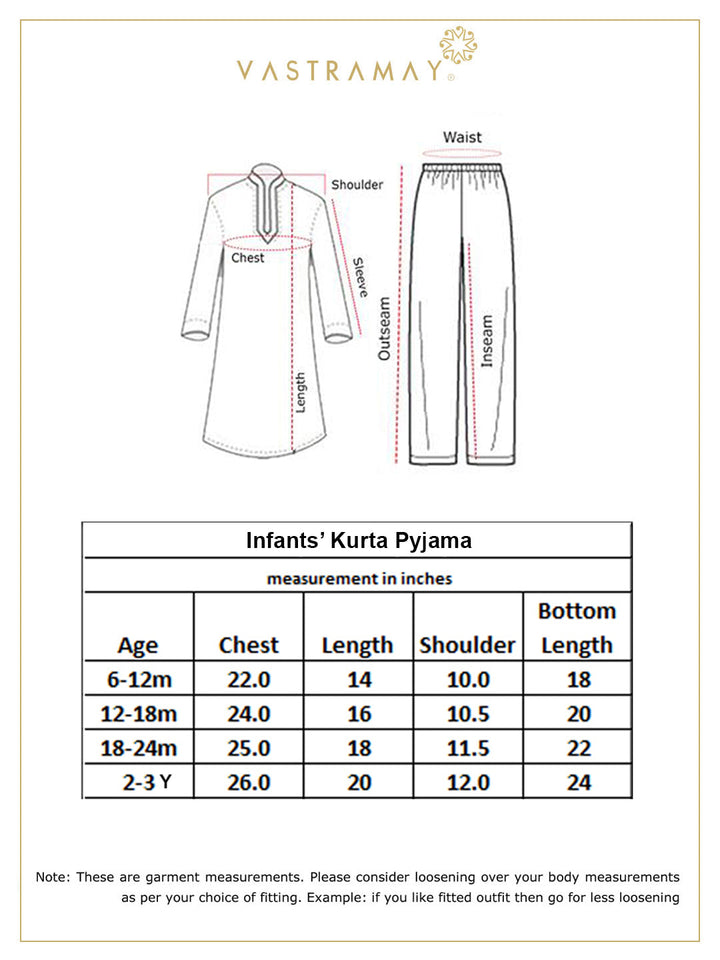 VASTRAMAY Boys Chiku Cotton Blend Kurta Pyjama Set