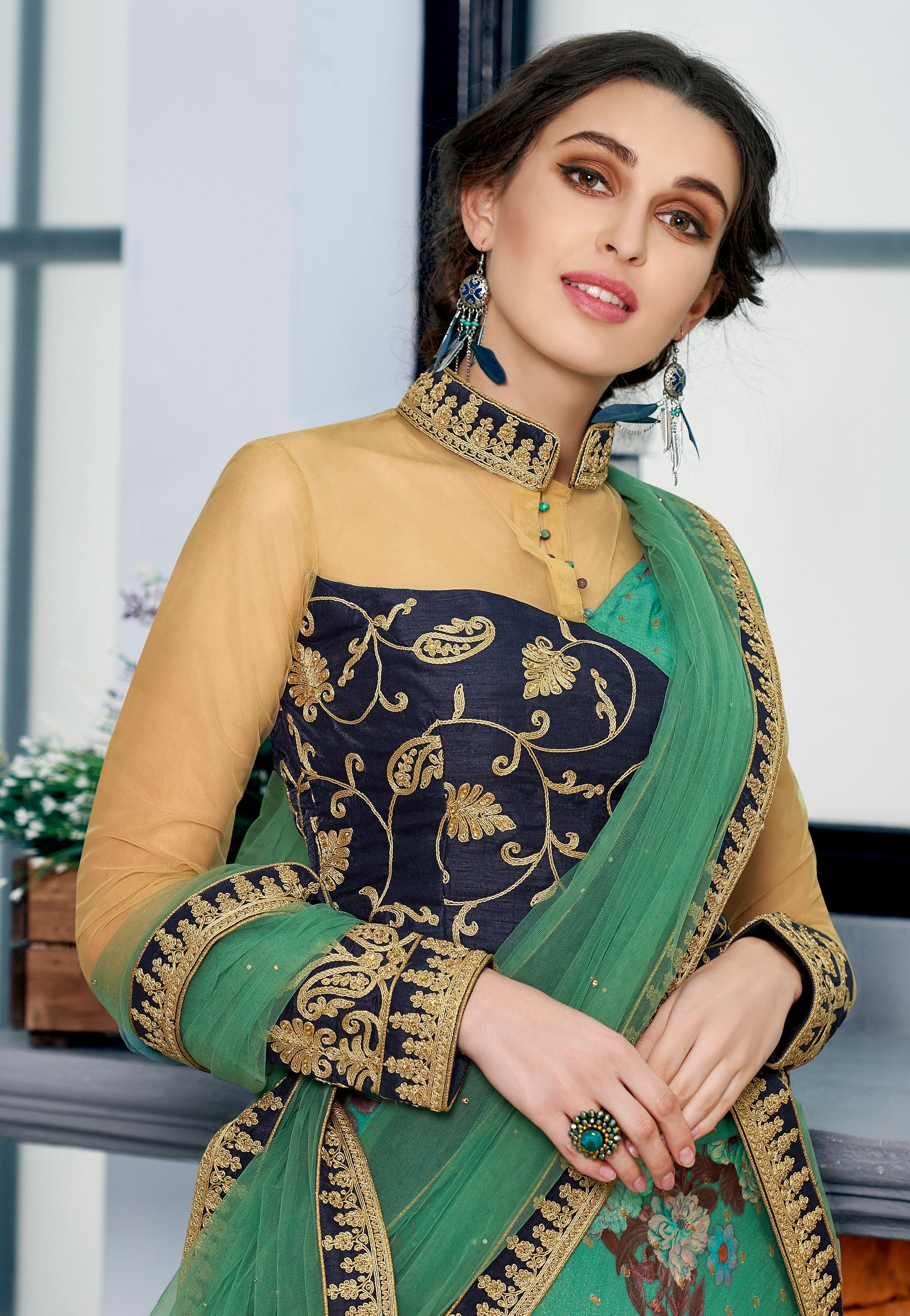 Floral Delight: Pure Chanderi Silk Lehenga Set - qivii