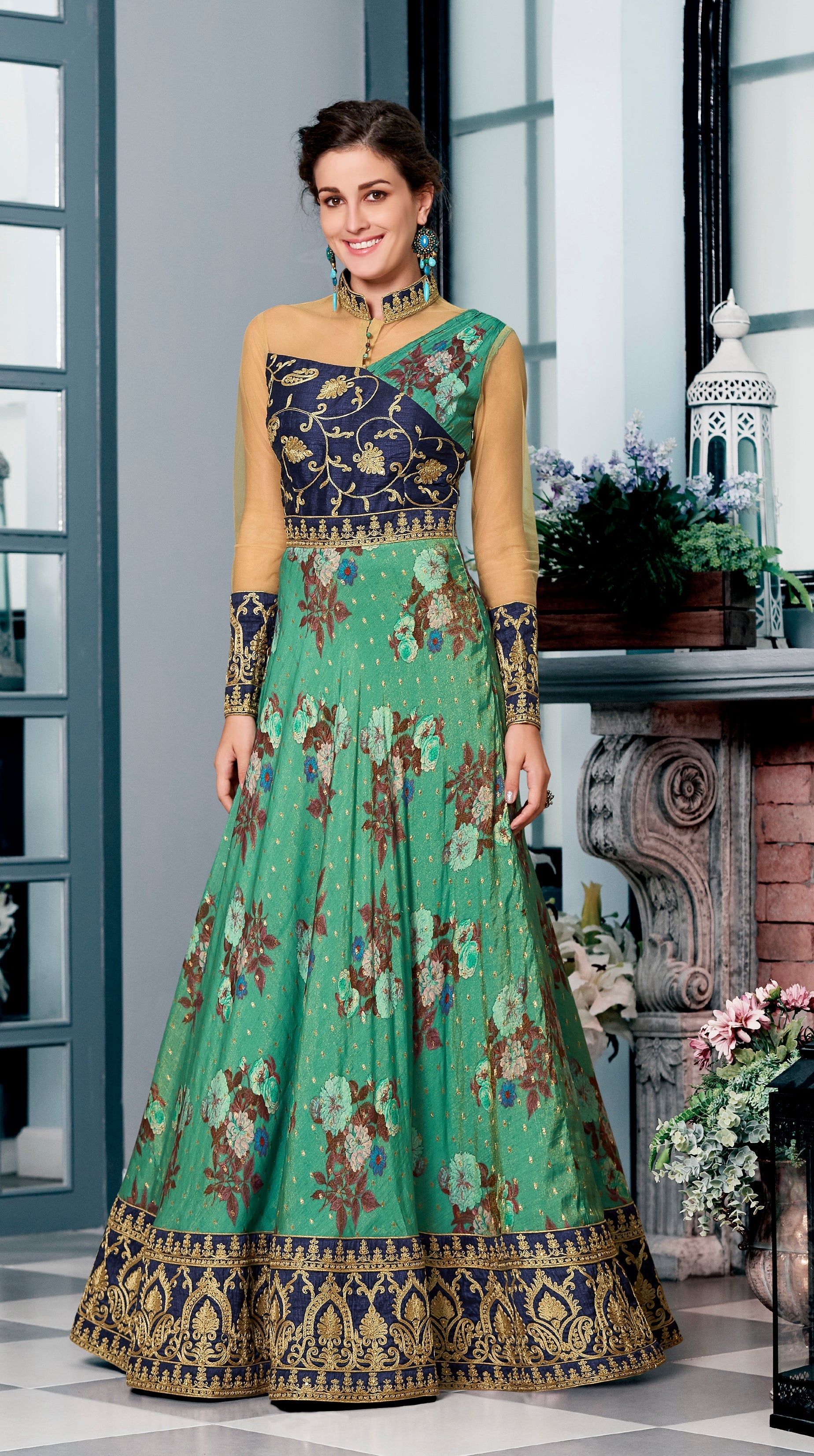 Floral Delight: Pure Chanderi Silk Lehenga Set - qivii