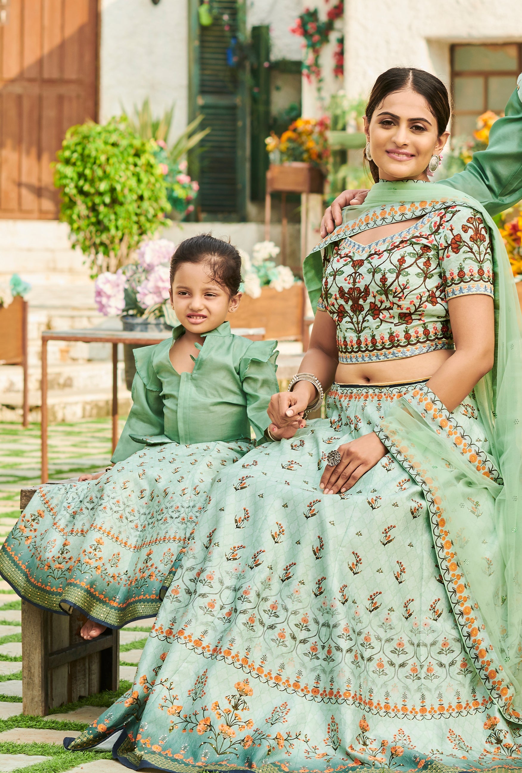 Magical Moments" Tussar Silk Lehenga for Girls - qivii