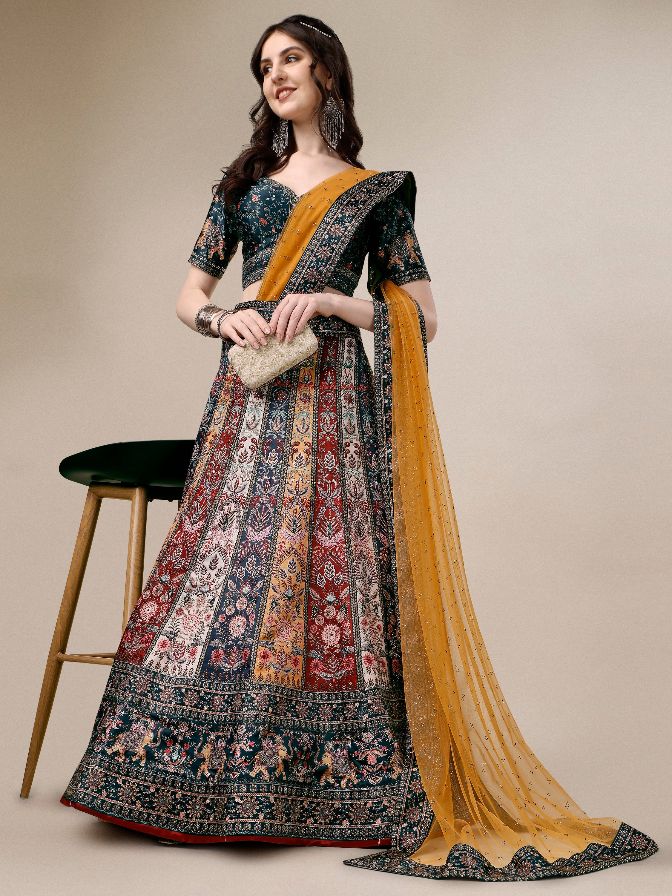 Crystal Radiance: Swarovski Designer Lehengas for Bridal Elegance - qivii