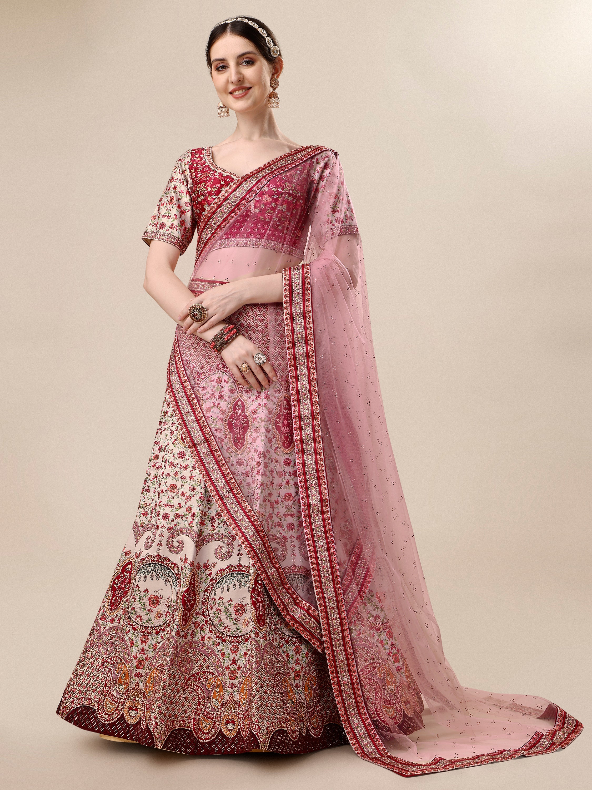 Crystal Elegance: Swarovski Designer Lehengas for Bridal Bliss and Semi-Bridal Glamour - qivii