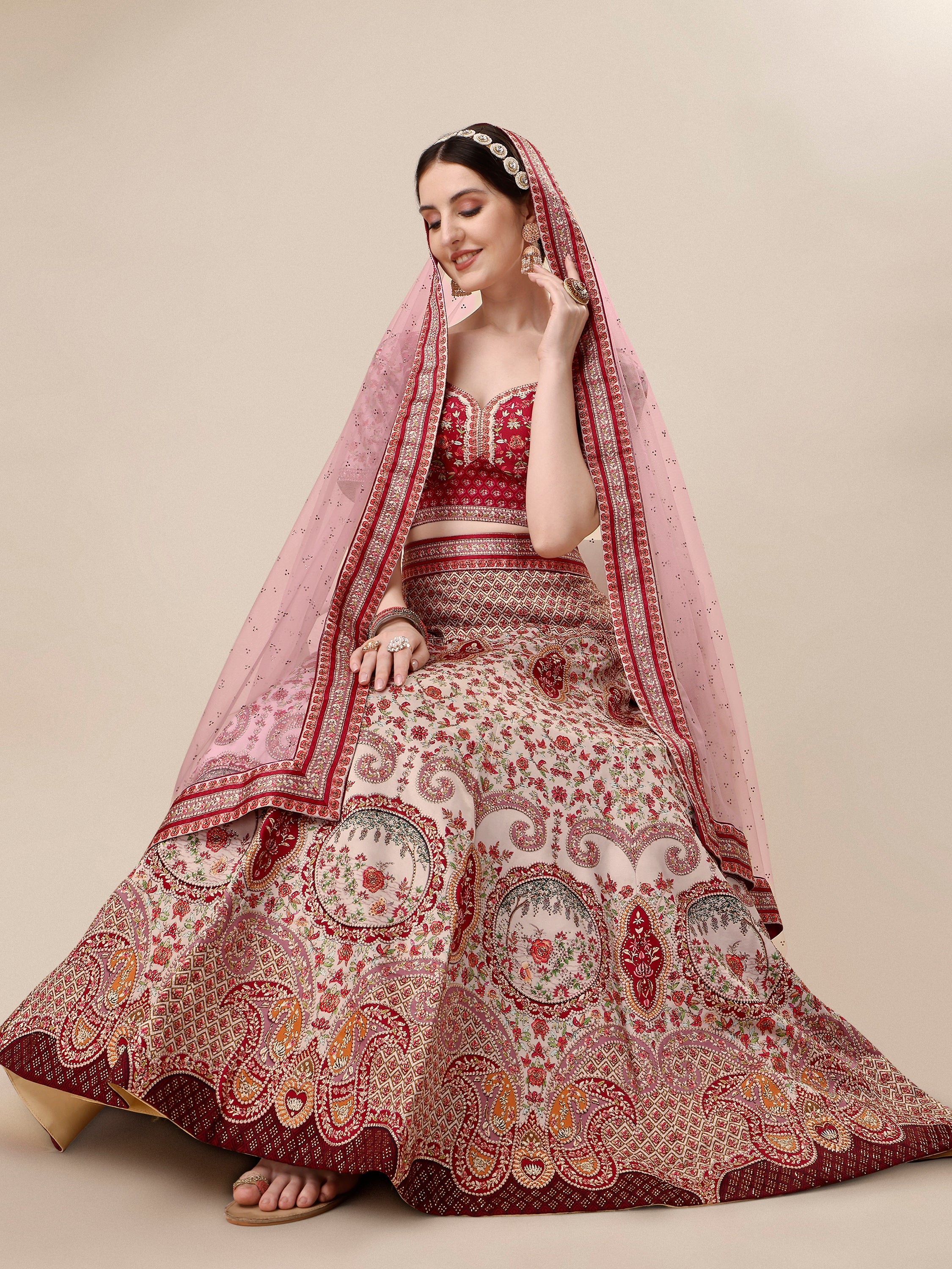 Crystal Elegance: Swarovski Designer Lehengas for Bridal Bliss and Semi-Bridal Glamour - qivii