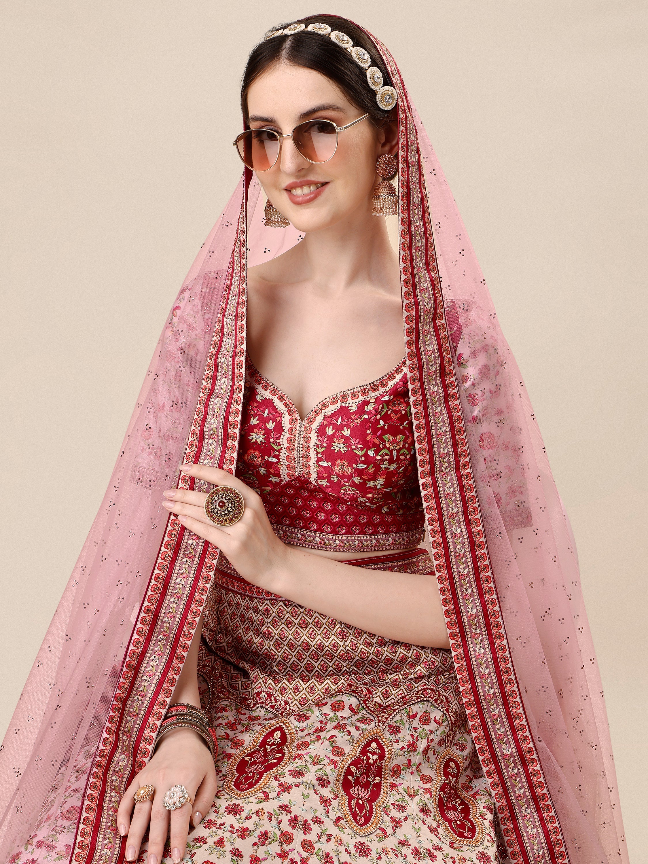 Crystal Elegance: Swarovski Designer Lehengas for Bridal Bliss and Semi-Bridal Glamour - qivii