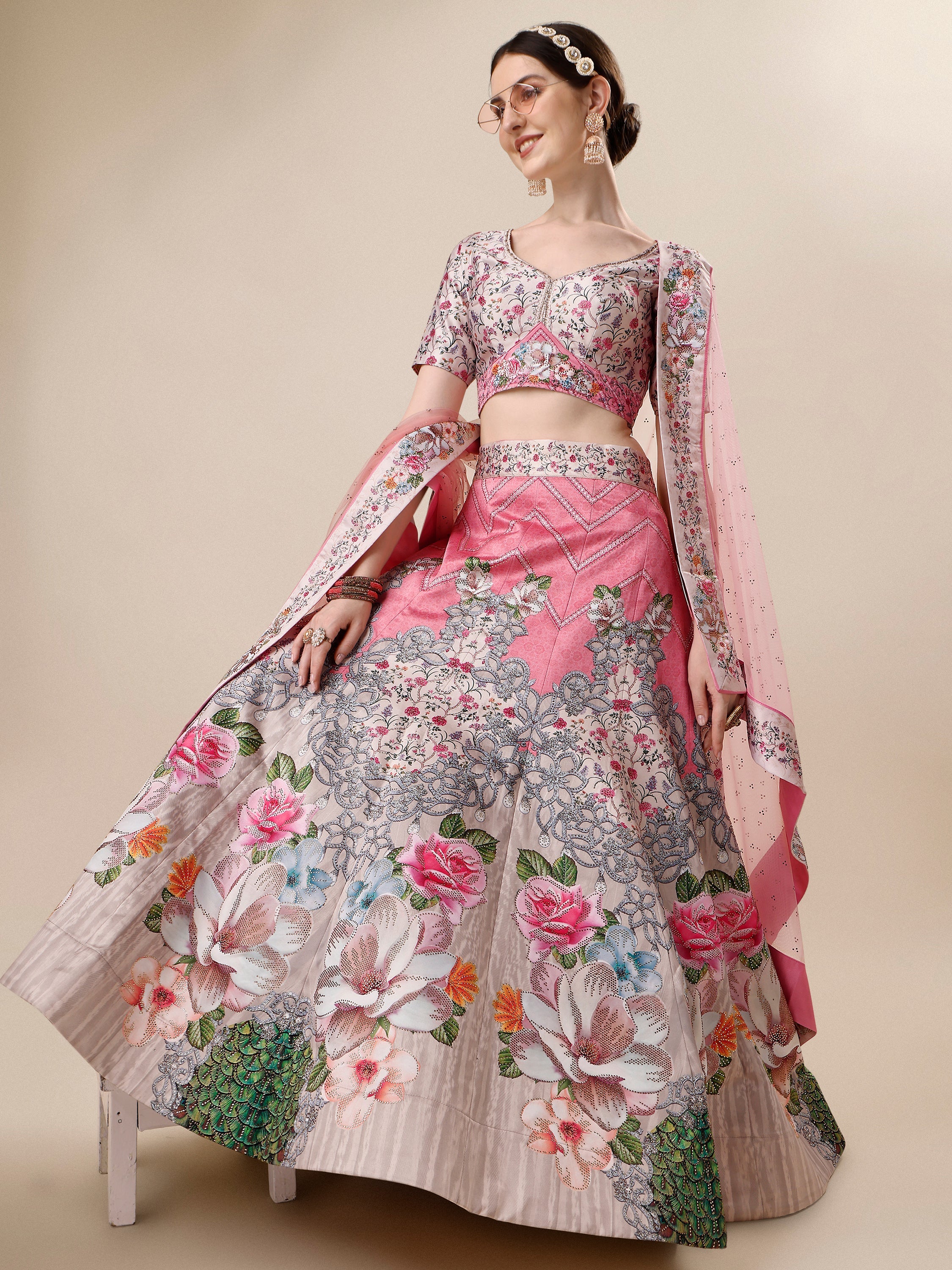 Glamour in Crystal: Swarovski Designer Lehengas for Bridal Bliss and Semi-Bridal Eleganc - qivii