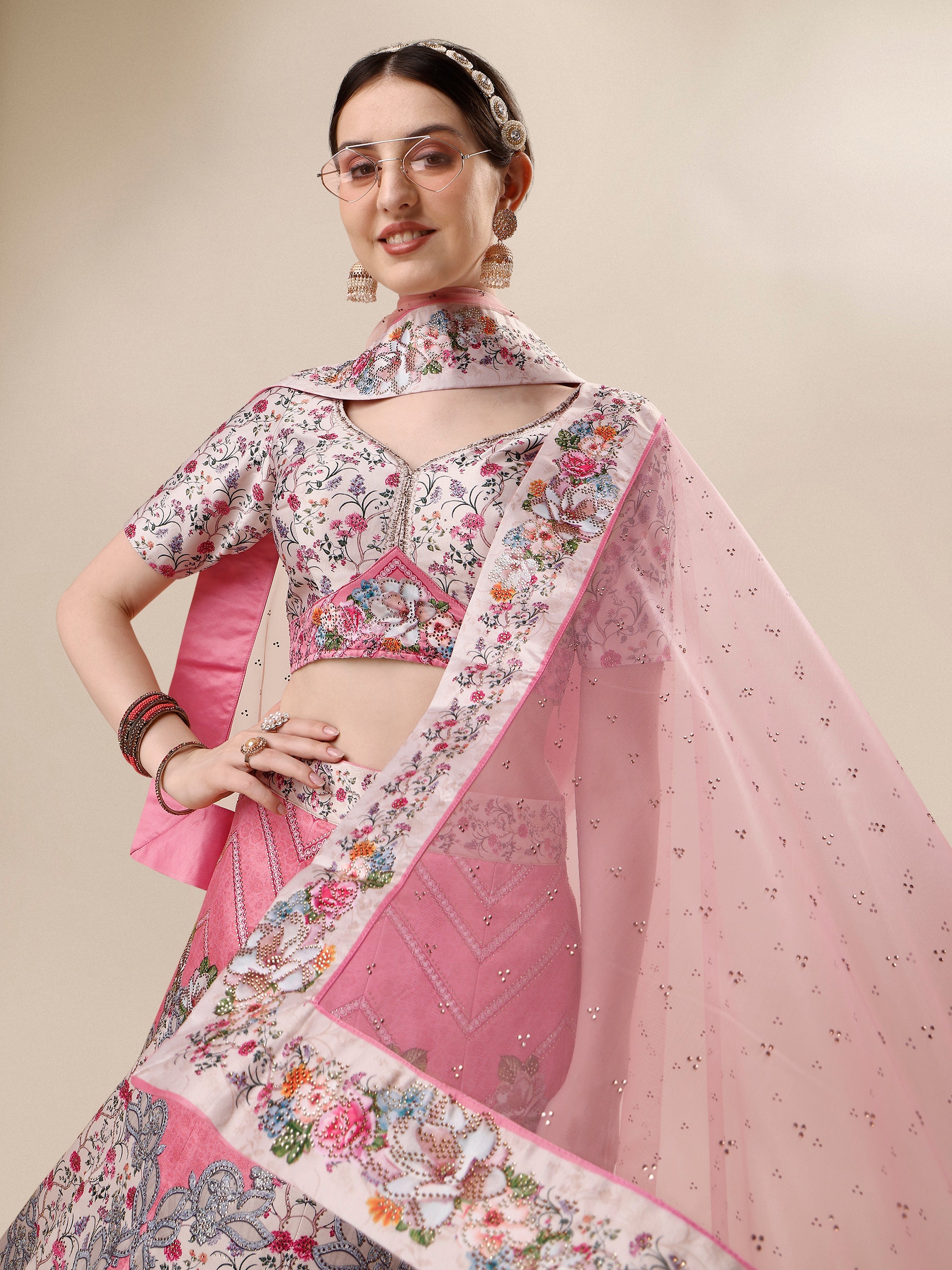 Glamour in Crystal: Swarovski Designer Lehengas for Bridal Bliss and Semi-Bridal Eleganc - qivii