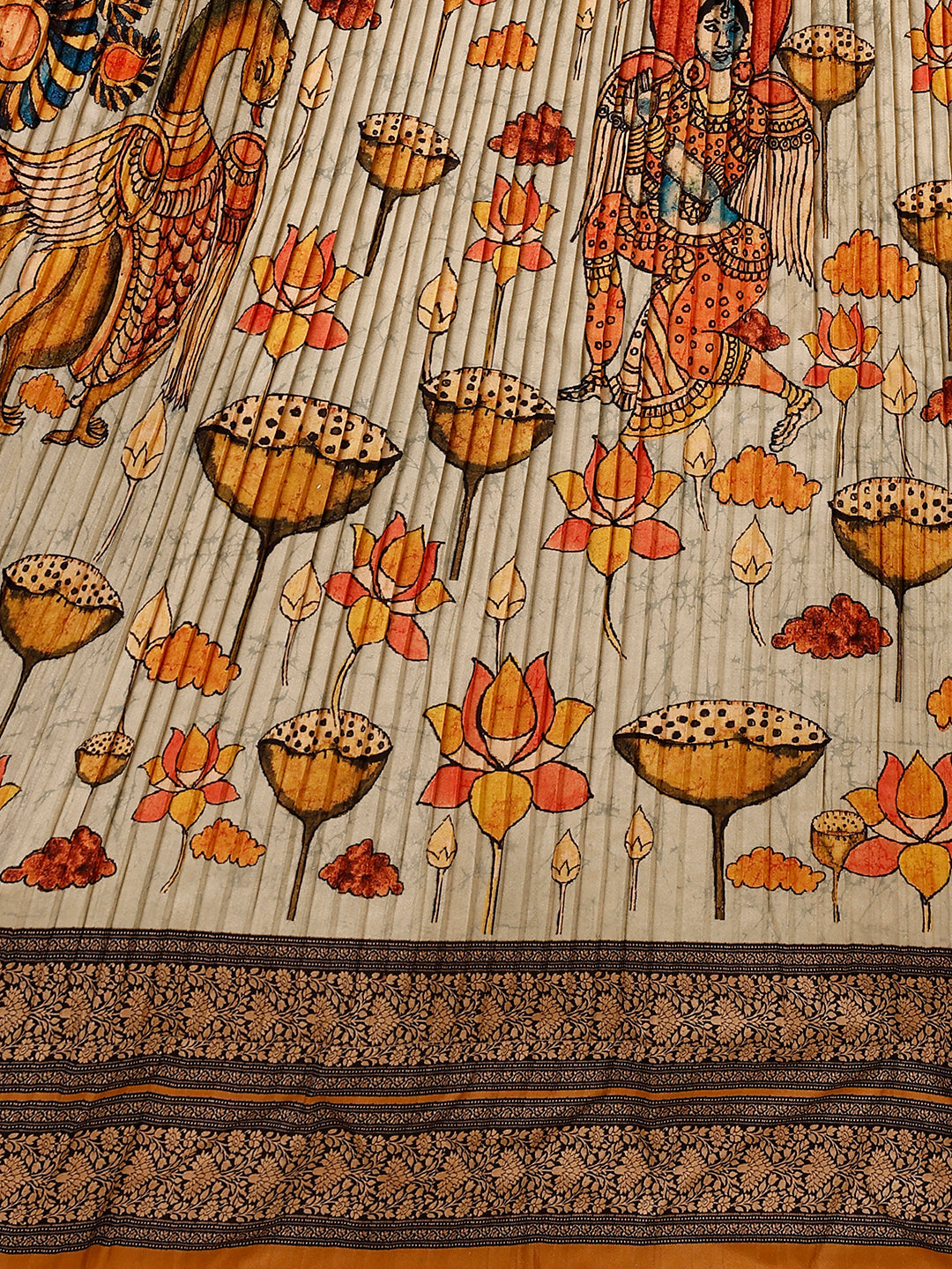 Graceful Kalamkari Printed Lehenga Cholie Set A Fusion of Art and Elegance - qivii