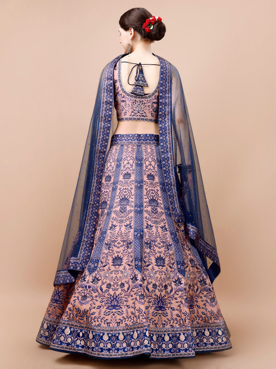 Crystal Dreams: Swarovski-Embroidered Digital Print Lehenga - qivii