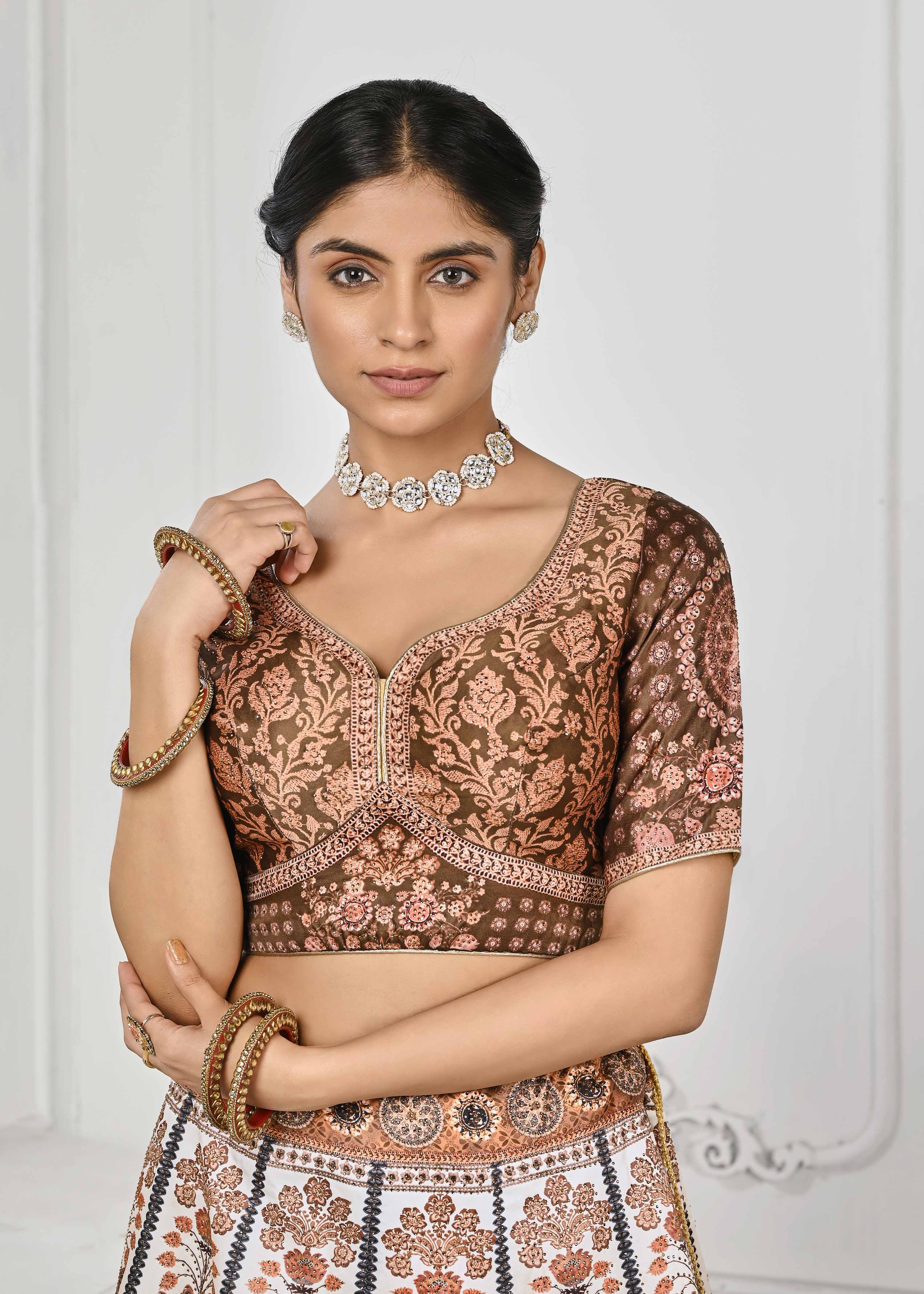 Dazzling Digital Dreams: Swarovski Crystal-Adorned Lehenga - qivii