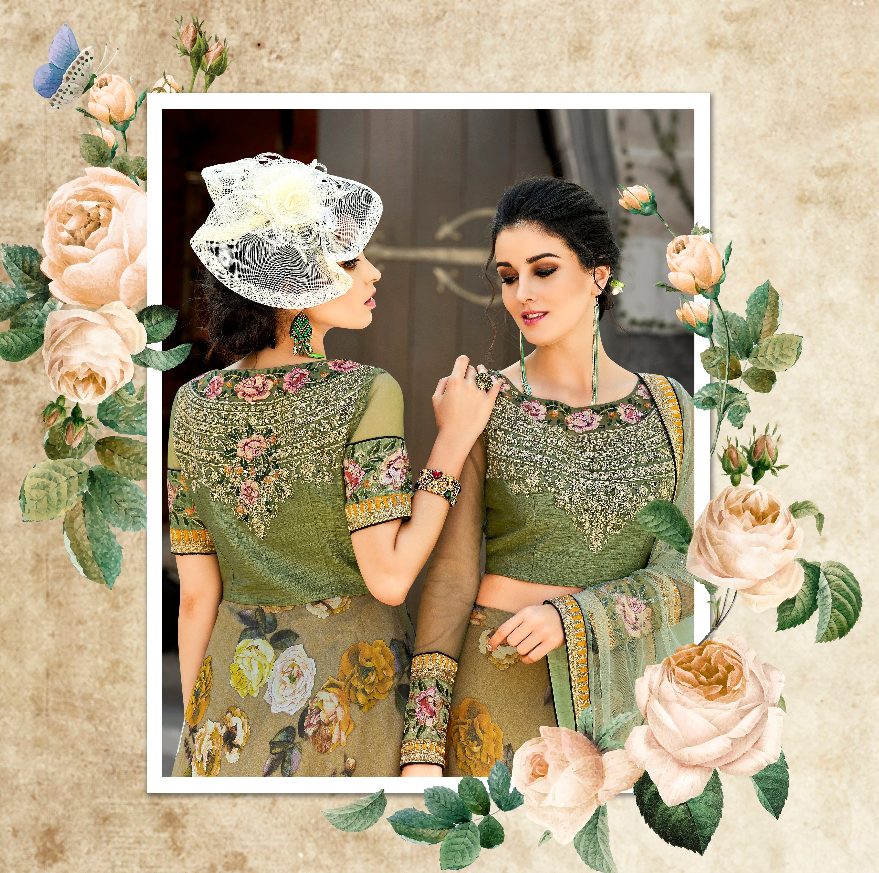 Pastel Perfection Organza Digital Print Lehenga - qivii