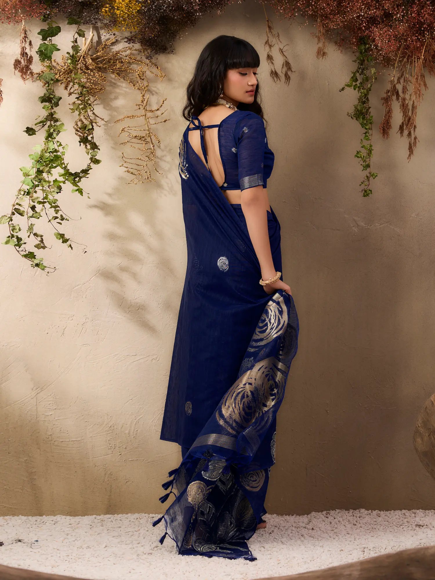 Nile Blue Zari Weaving Silk Saree