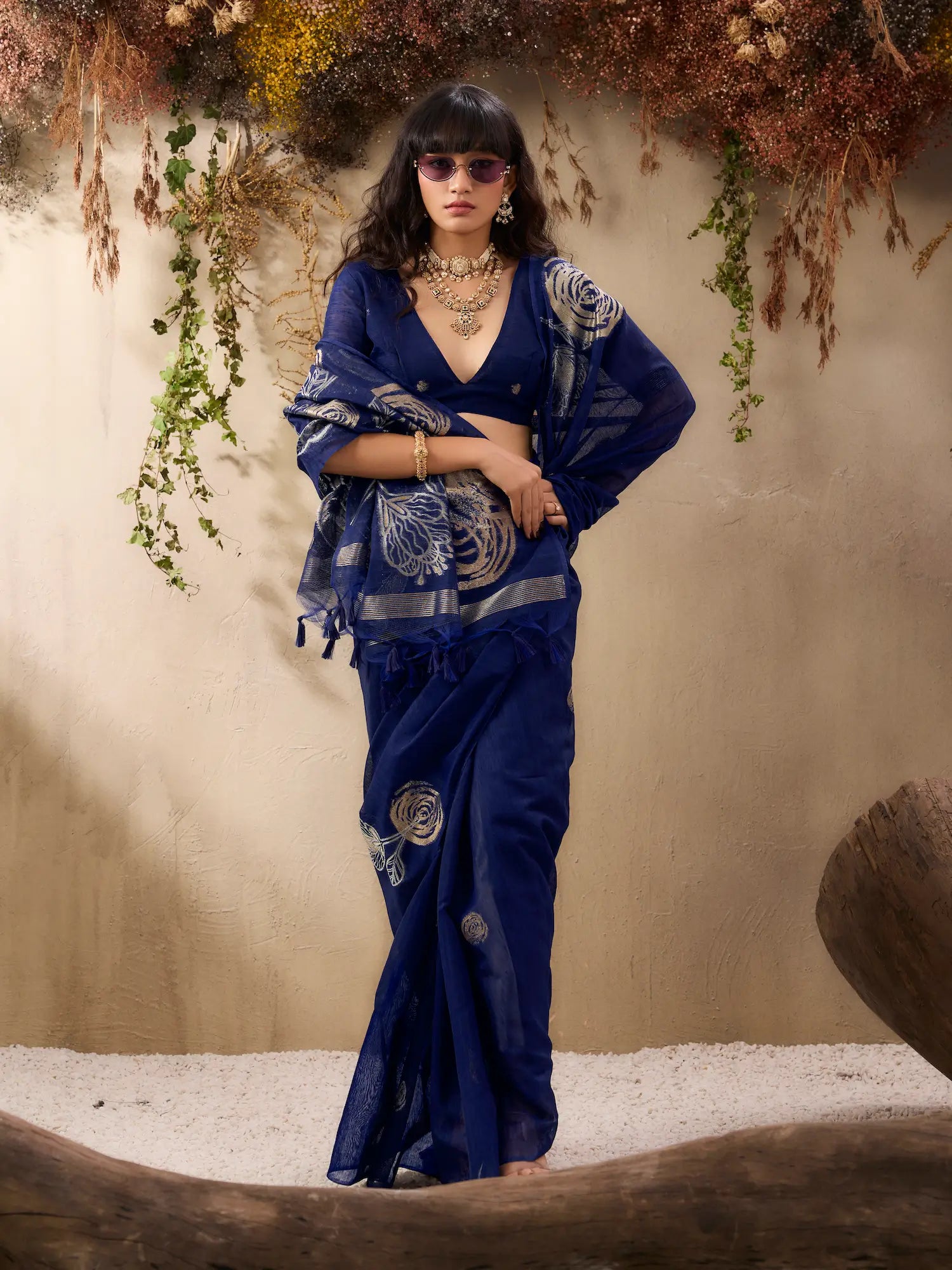 Nile Blue Zari Weaving Silk Saree