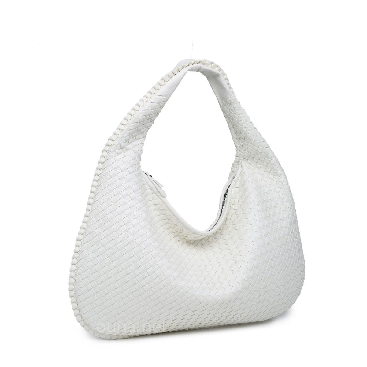 Ounamei Vintage Woven Vegan Leather Hobo Bag Large Shoulder Handbag for Women
