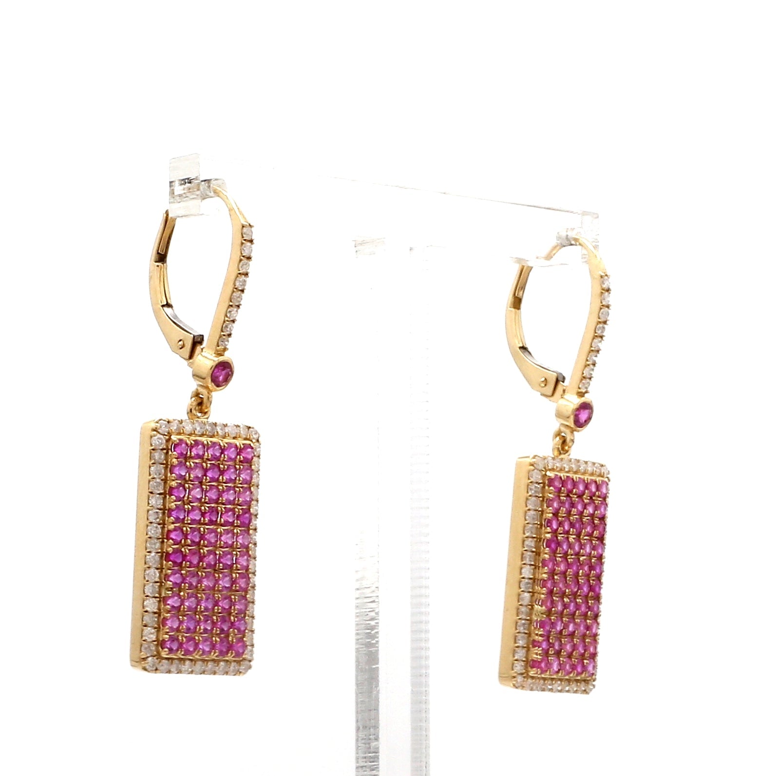 Pink Sapphire Dog Tag Earring - qivii