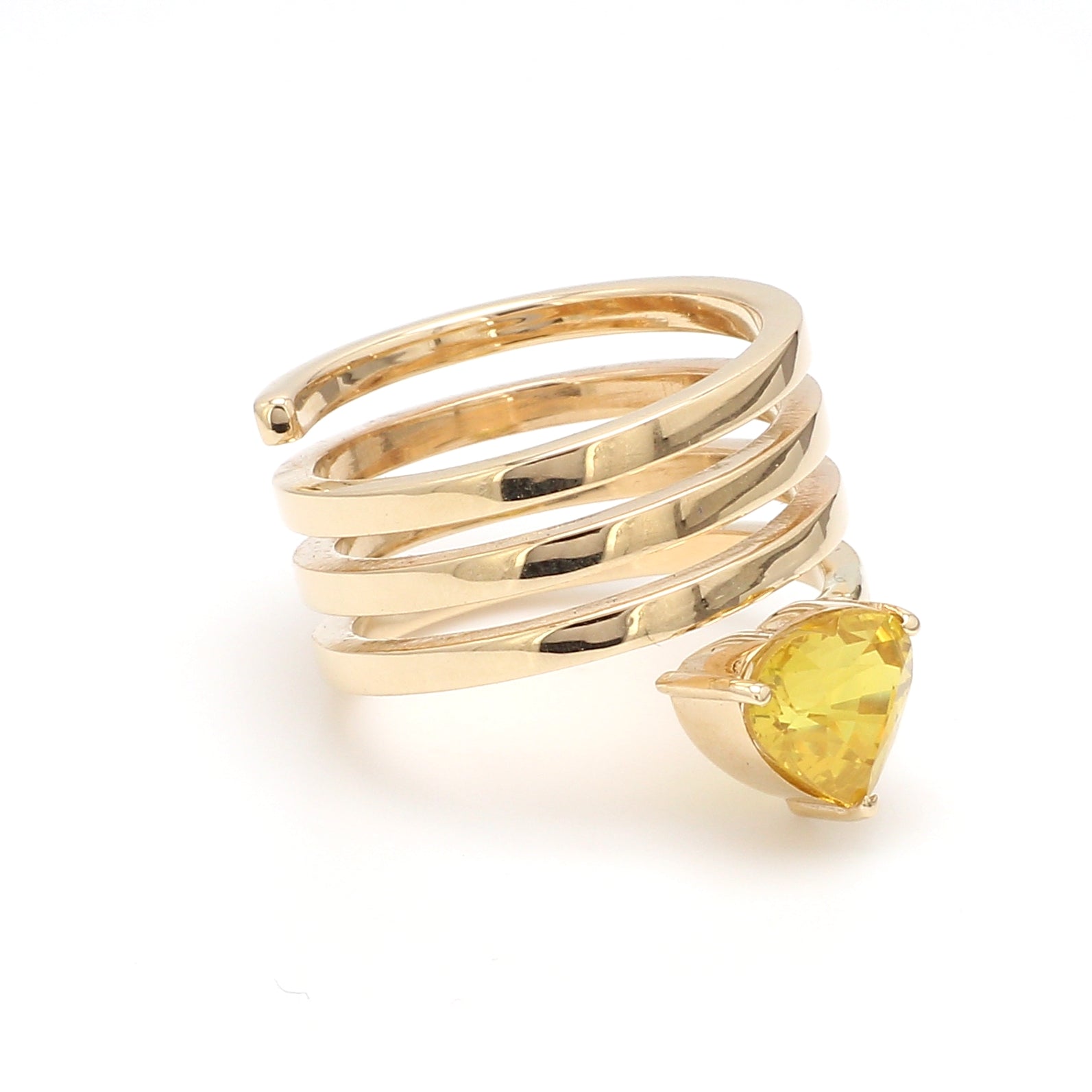 Yellow Sapphire Spiral Ring - qivii