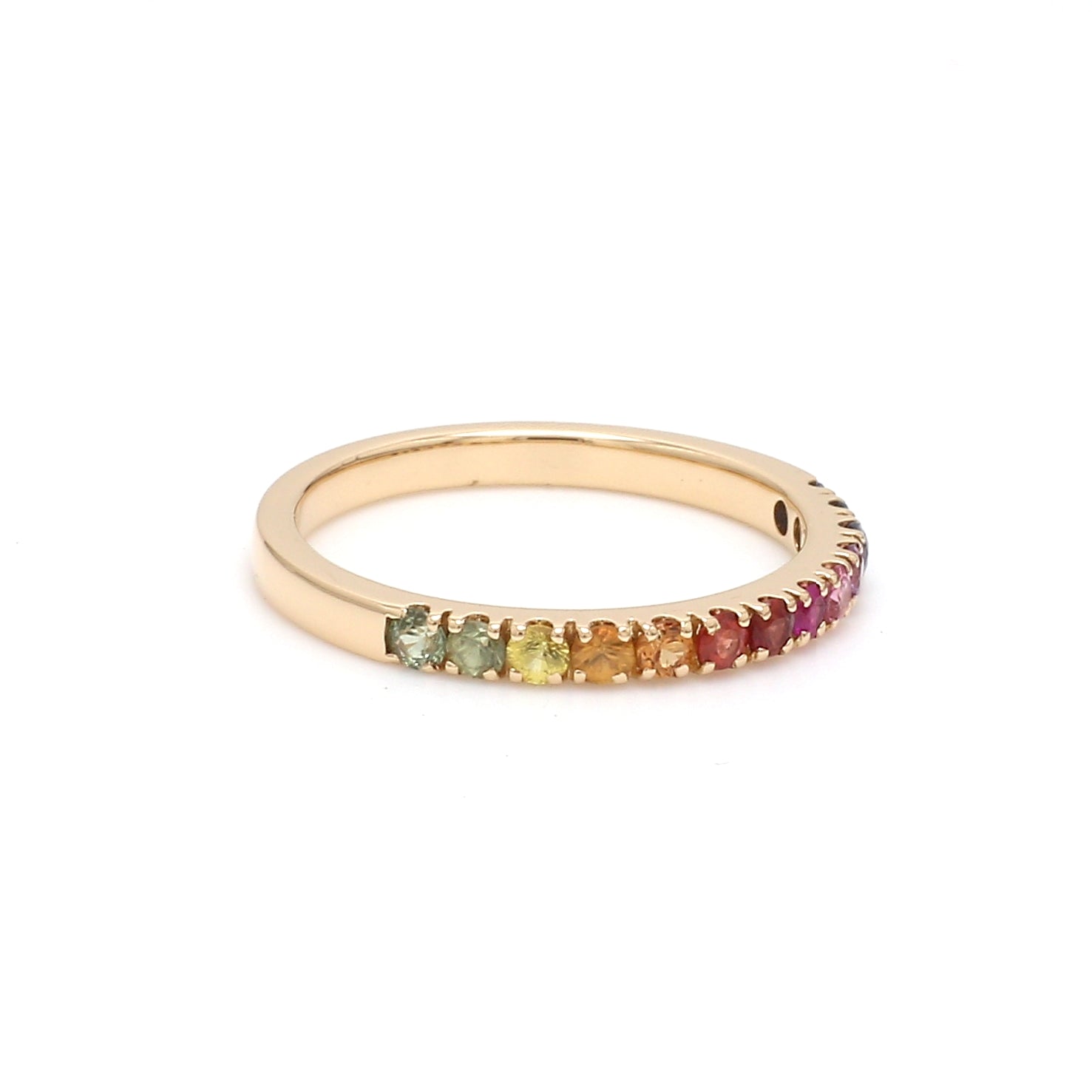 Rainbow Sapphire Round Half Eternity Ring - qivii