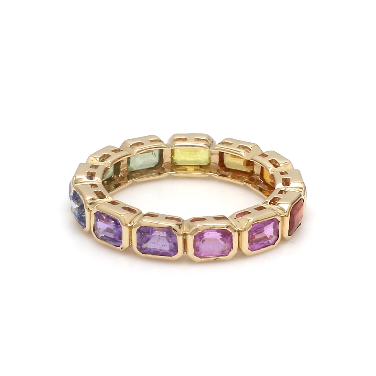 Rainbow Sapphire Octagon Bezel Ring - qivii