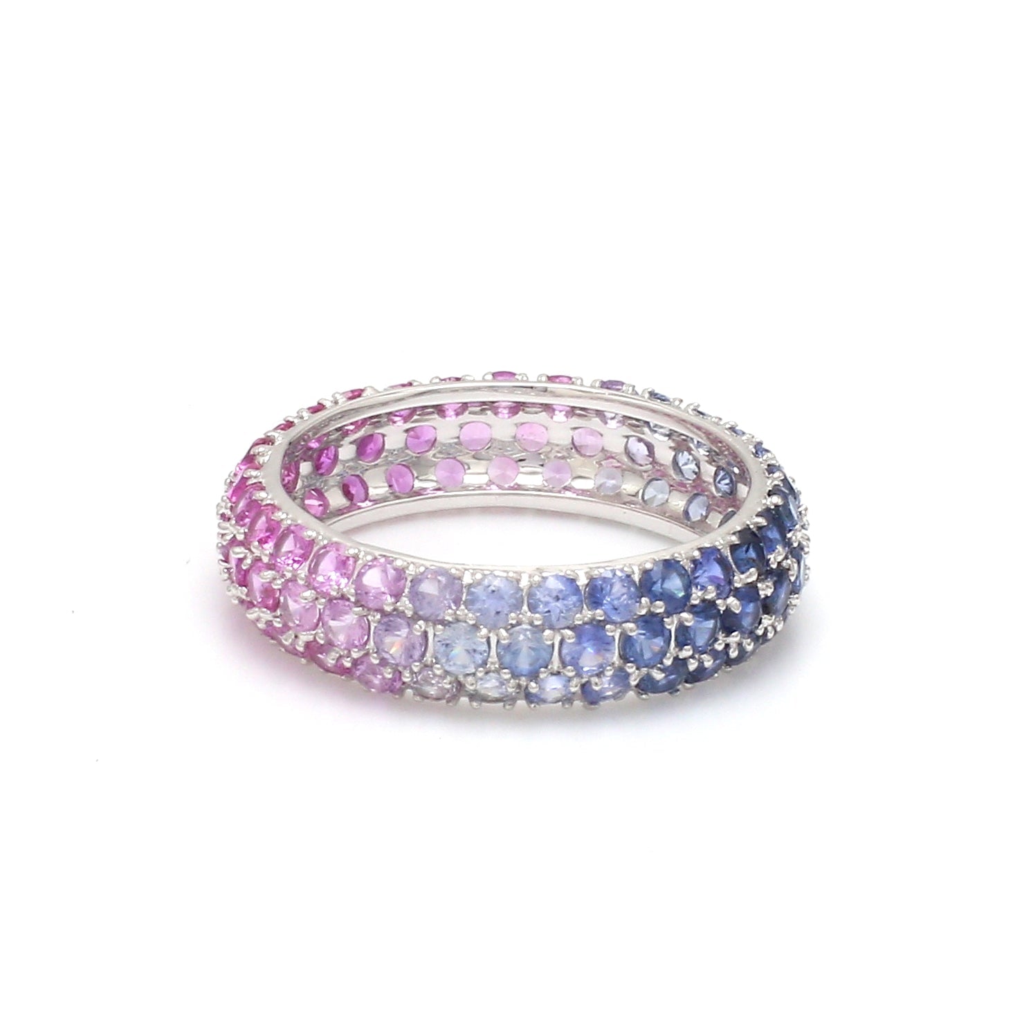 Blue Pink Purple Sapphire Pave Ombre Ring - qivii